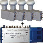 Multischalter DMS 17/8 mit Netzteil und 4x Quattro LNB Multischalter DMS 17/8 mit Netzteil und 4x Quattro LNB