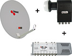 TRIAX ALU Spiegel 78 cm + Quattro LNB + 5/8 Schalter Set TRIAX ALU Spiegel 78 cm + Quattro LNB + 5/8 Schalter Set