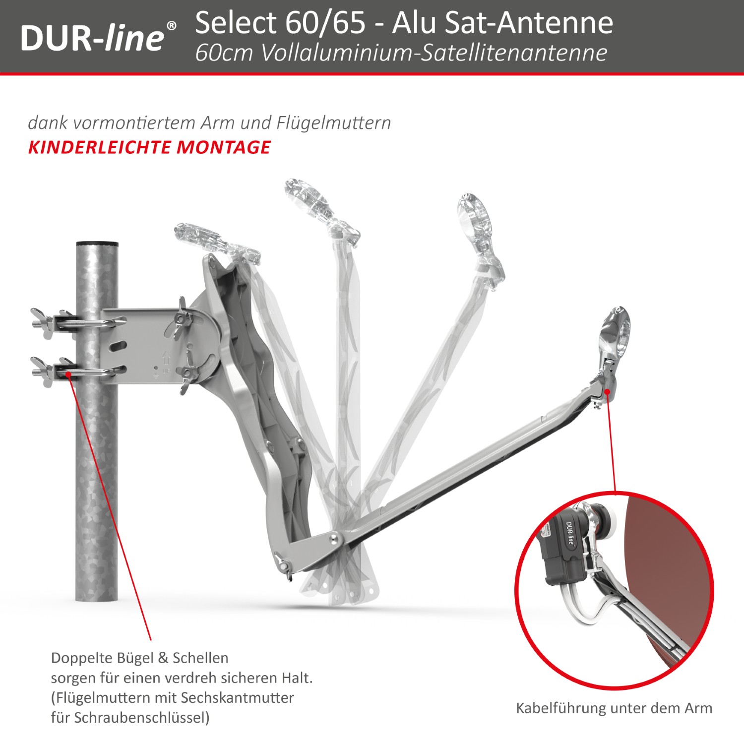 DUR-line Select 60/65 Rot - Alu Sat-Reflektor