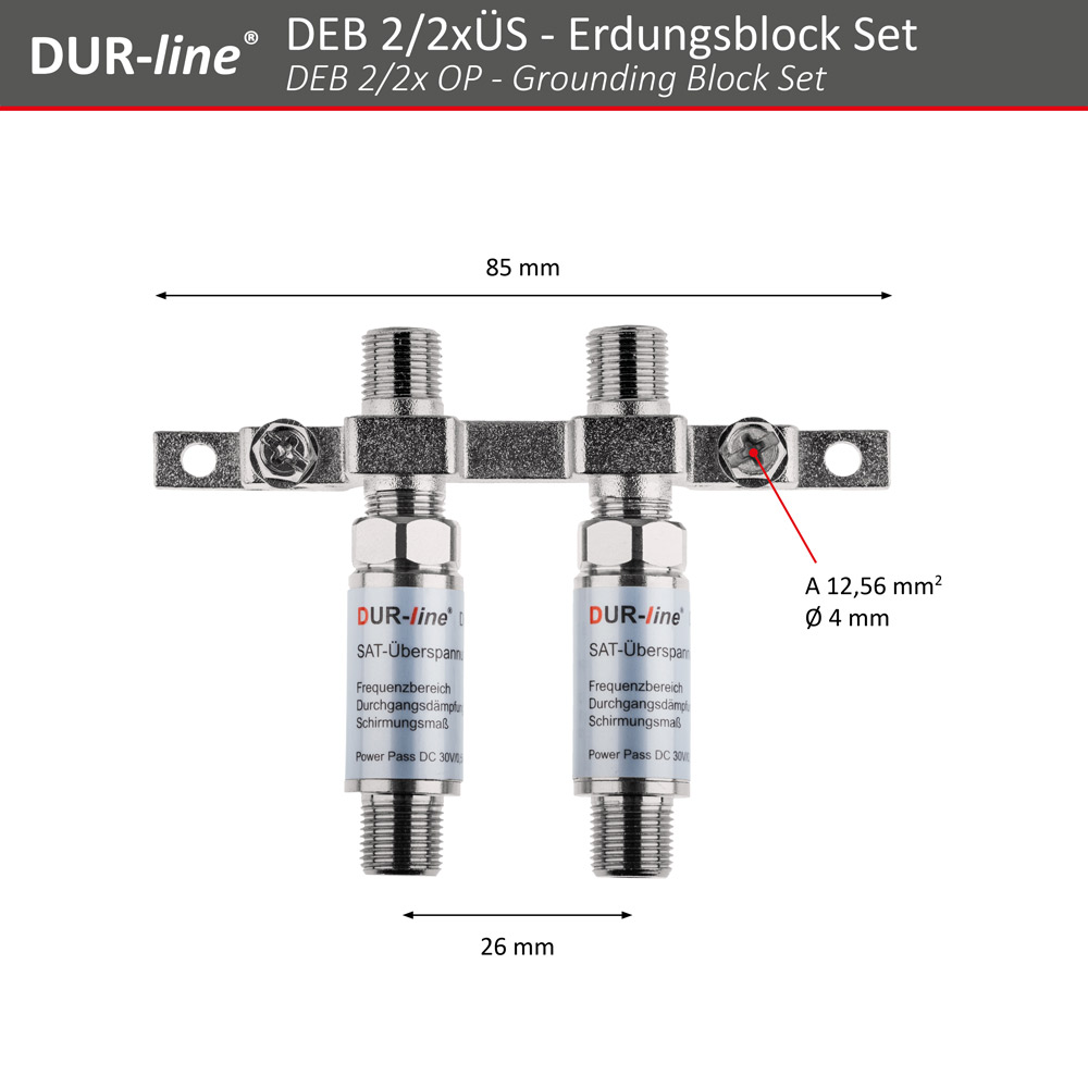 DUR-line DEB 2/2xÜS - Erdungsblock Set – Abmessungen DUR-line DEB 2/2xÜS - Erdungsblock Set – Abmessungen
