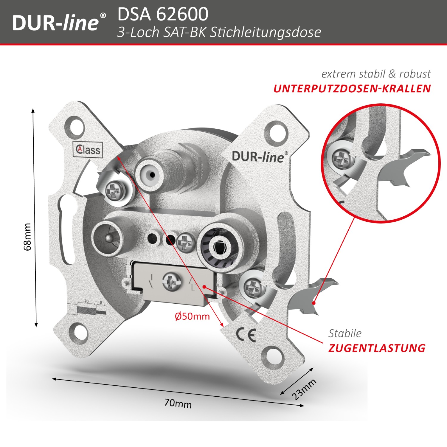 DUR-line DSA 62600 - Sat-Stichleitungsdose – Abmessungen DUR-line DSA 62600 - Sat-Stichleitungsdose – Abmessungen