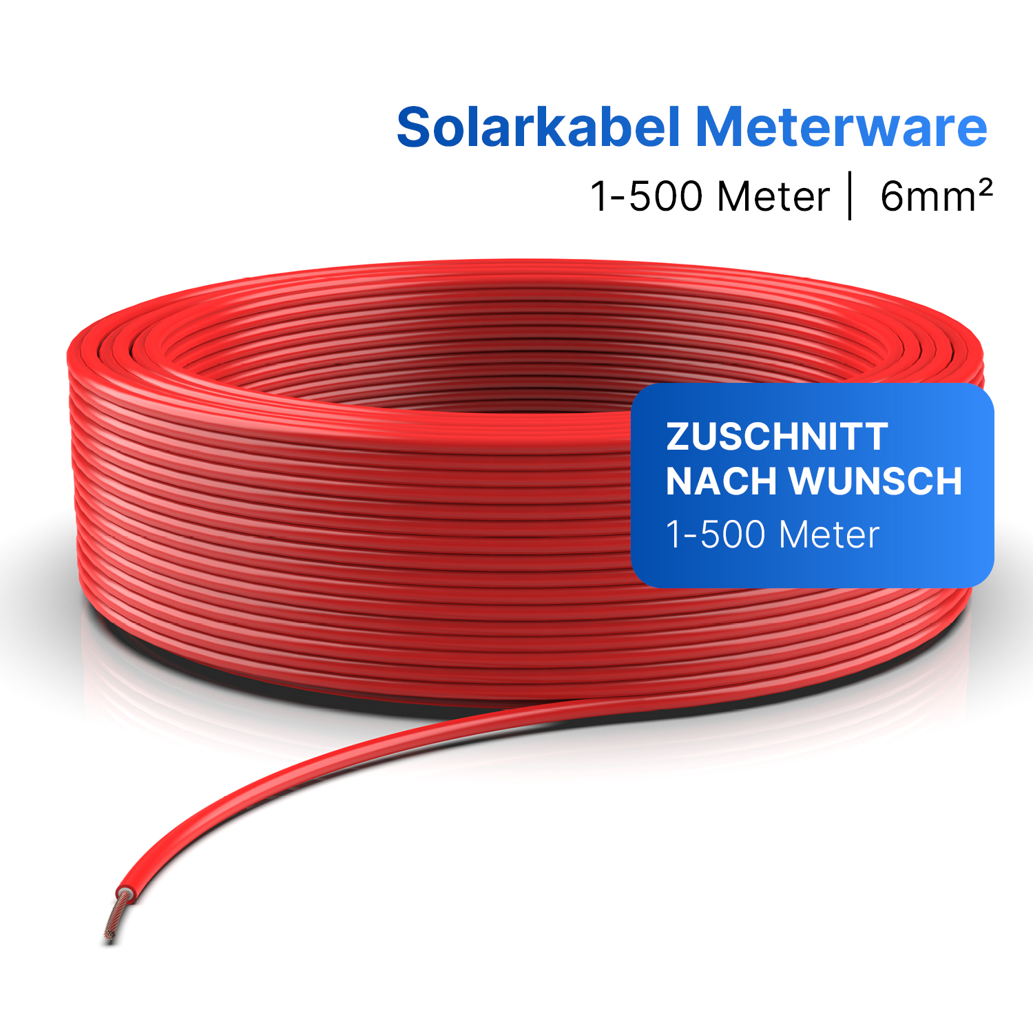 Solarkabel | Markenqualität | 6mm² | Rot | Meterware Solarkabel | Markenqualität | 6mm² | Rot | Meterware