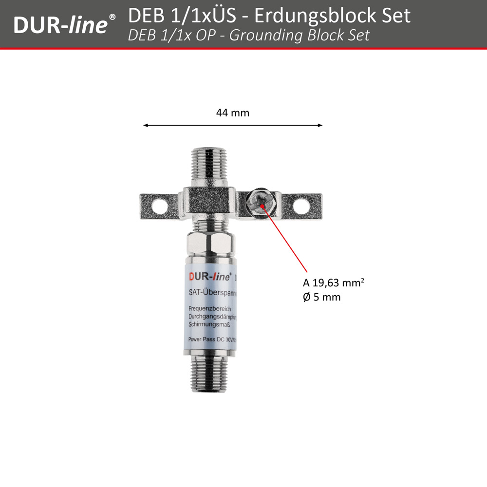 DUR-line DEB 1/1xÜS - Erdungsblock Set – Abmessungen DUR-line DEB 1/1xÜS - Erdungsblock Set – Abmessungen