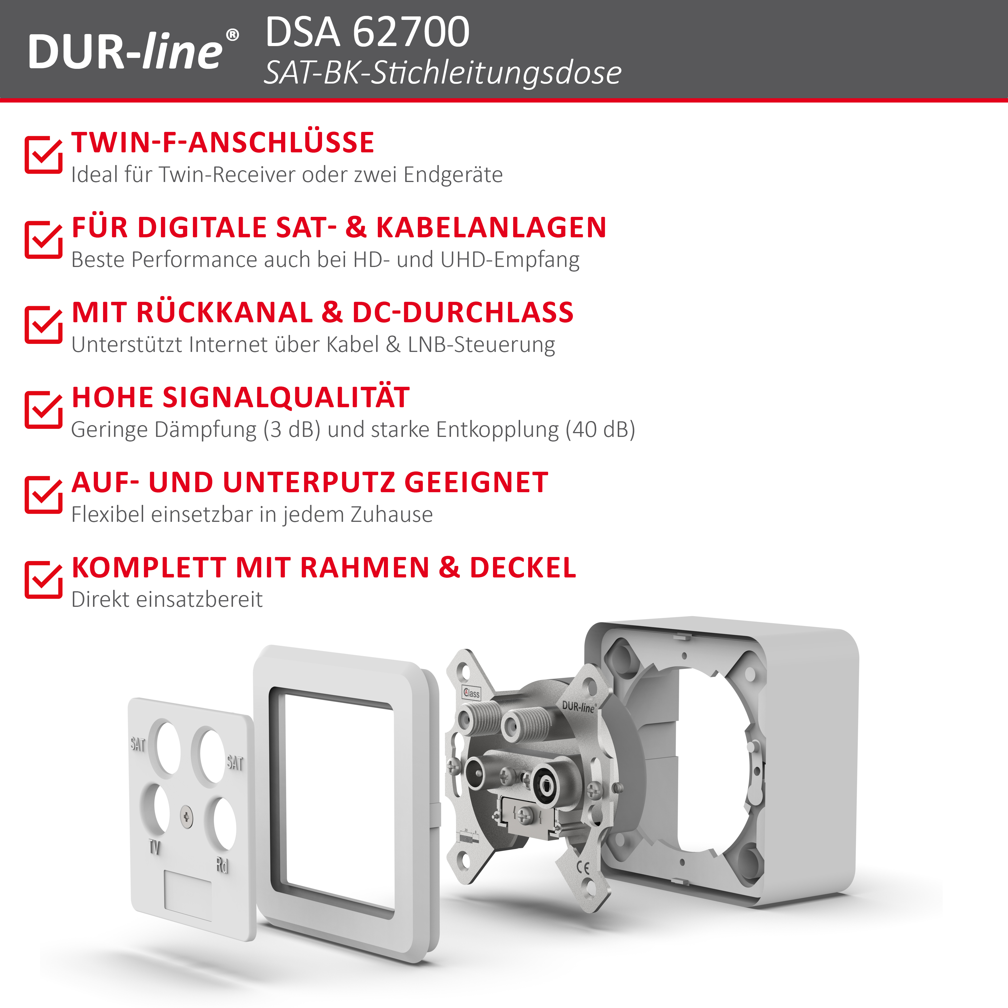 DUR-line DSA 62700 - Sat-Stichleitungsdose – Produktmerkmale im Überblick