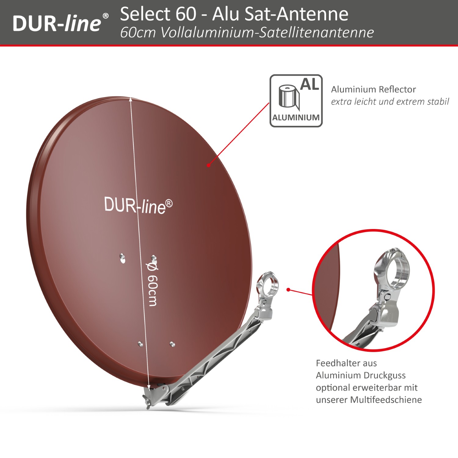 DUR-line Select 60/65 Rot - Alu Sat-Reflektor