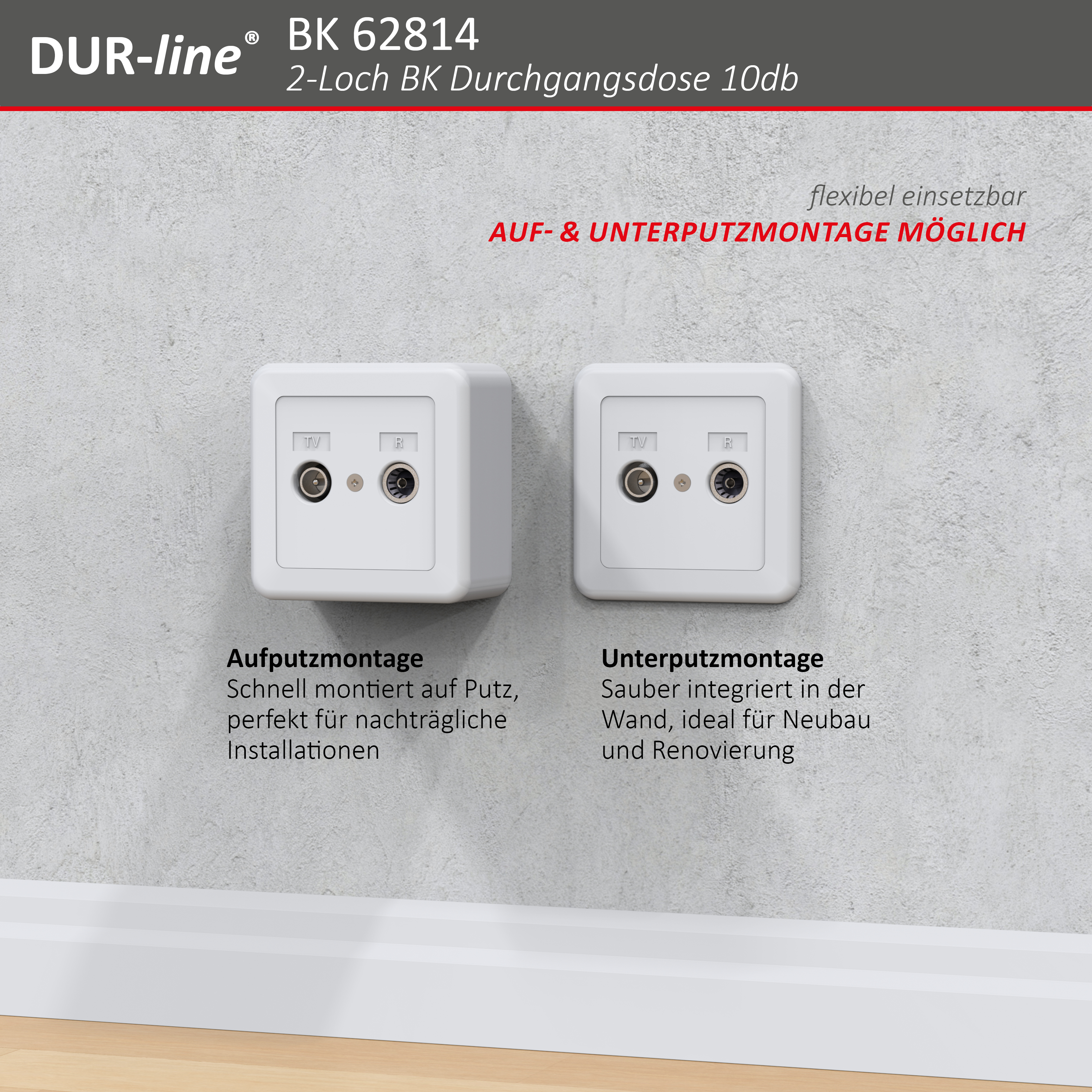 DUR-line DBK 14dB - BK-Durchgangsdose – Produktansicht DUR-line DBK 14dB - BK-Durchgangsdose – Produktansicht