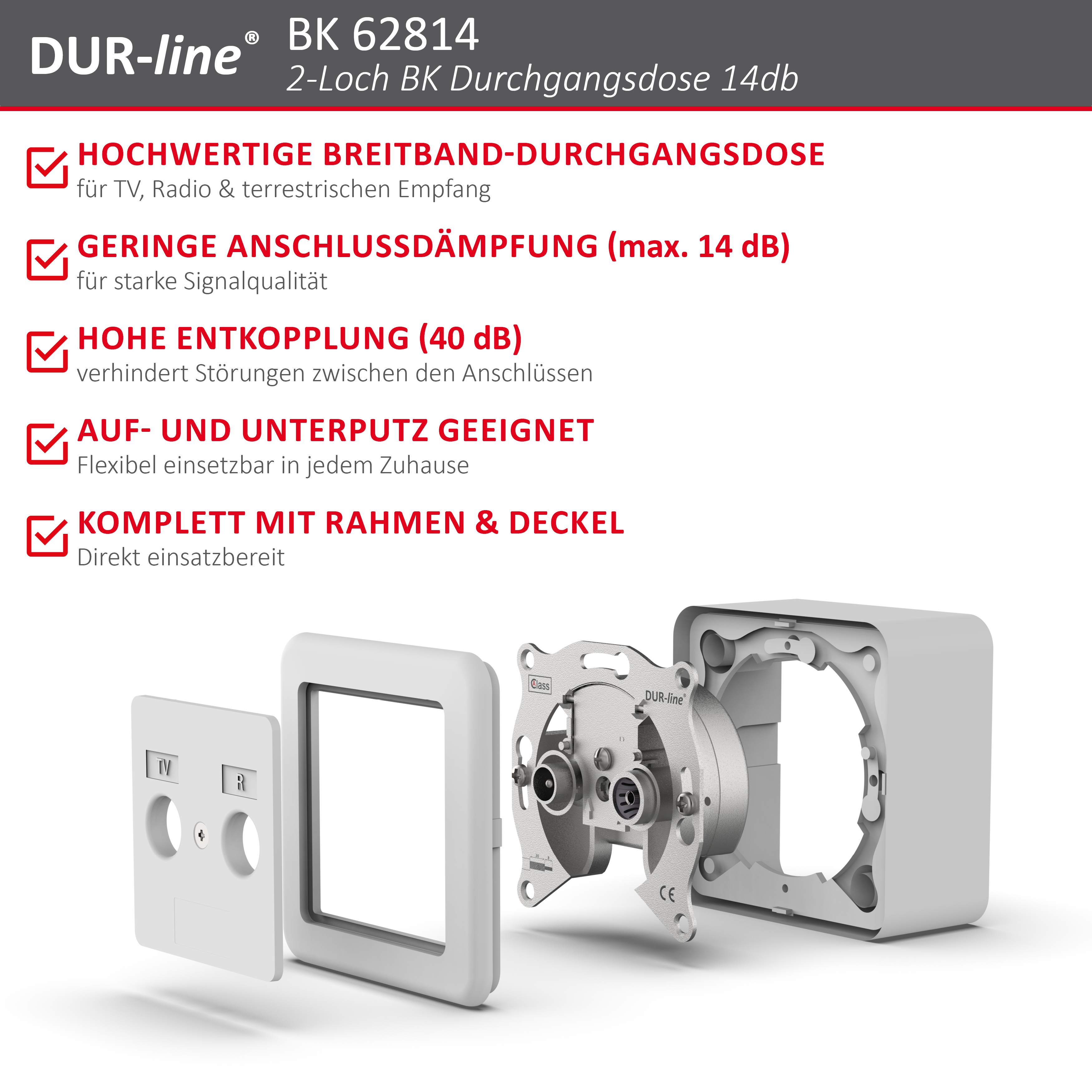 DUR-line DBK 14dB - BK-Durchgangsdose – Produktmerkmale im Überblick