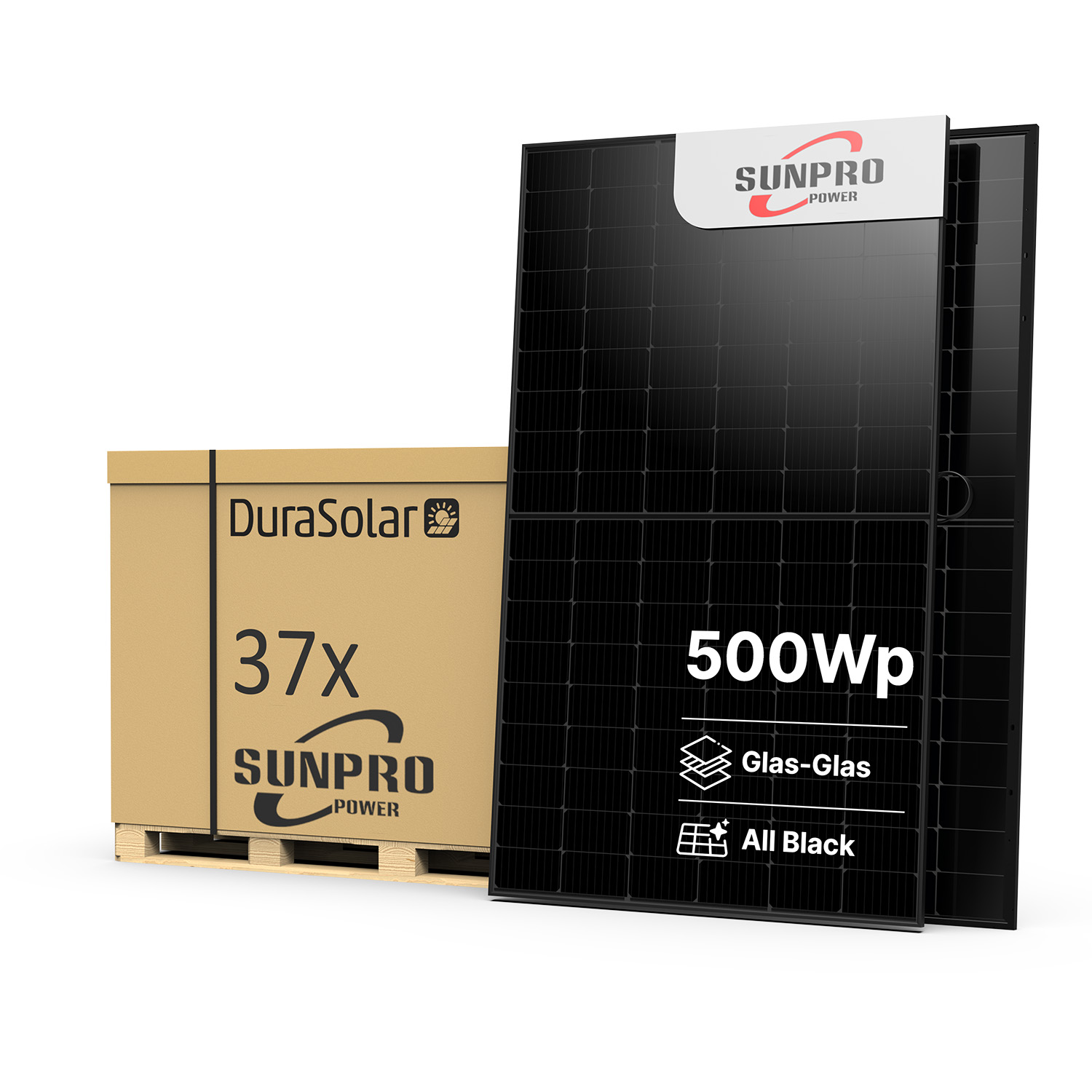 Sunpro 500W Topcon Bifazial Full Black – SPDG500-N108R12 – Palettenpreis (37 Stk.) – Solar Panel