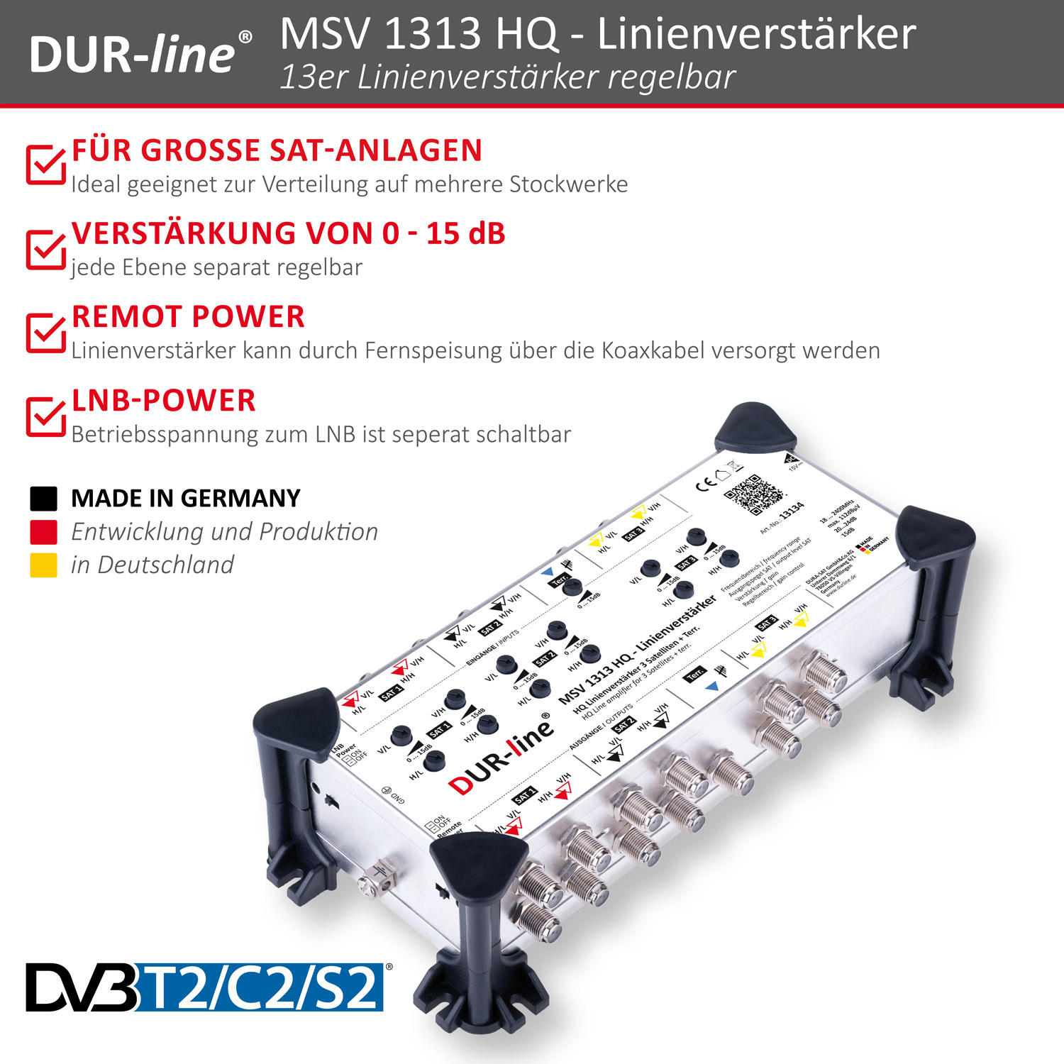 DUR-line MSV 1313 HQ - Linienverstärker – Produktmerkmale im Überblick DUR-line MSV 1313 HQ - Linienverstärker – Produktmerkmale im Überblick