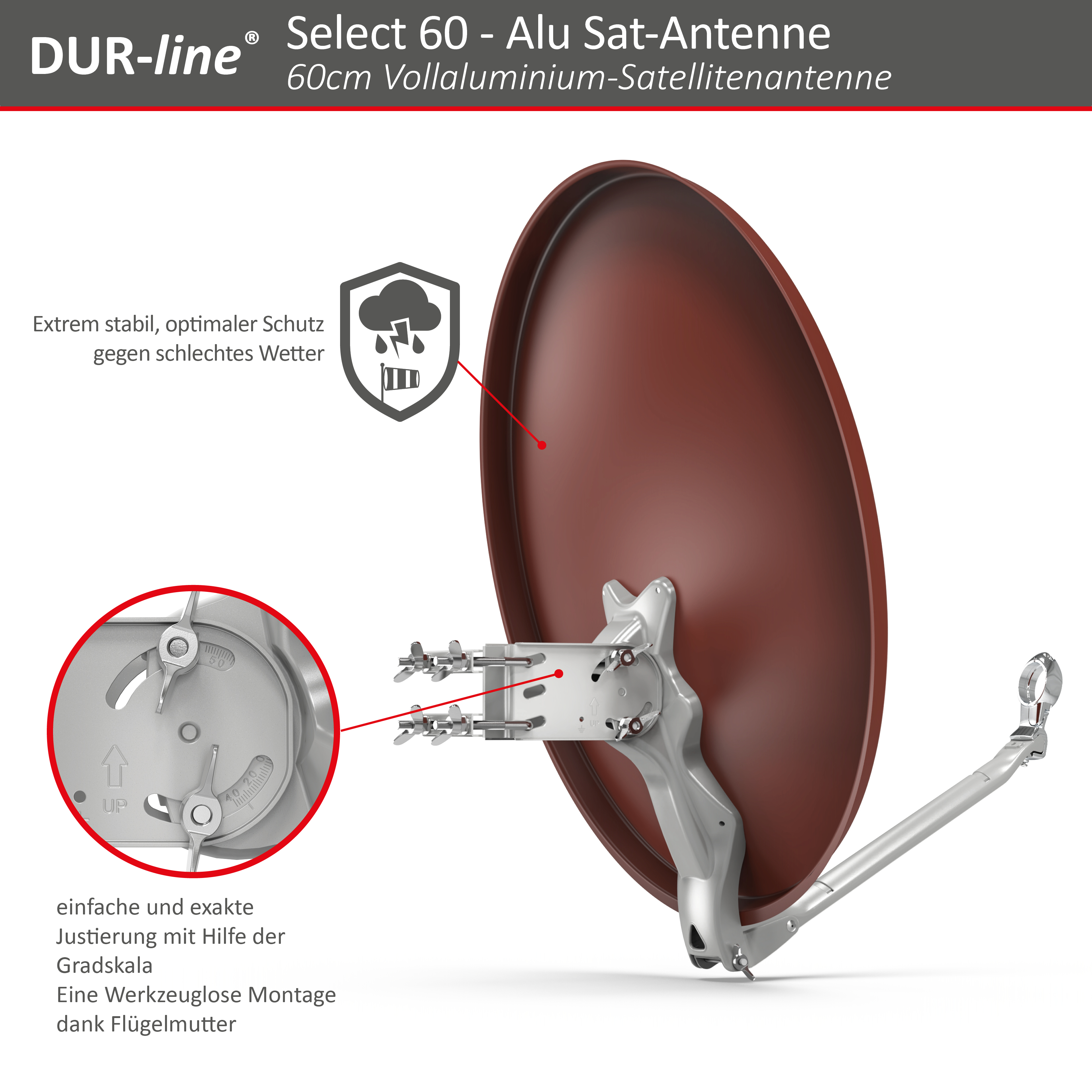 DUR-line Select 60/65 Rot - Alu Sat-Reflektor