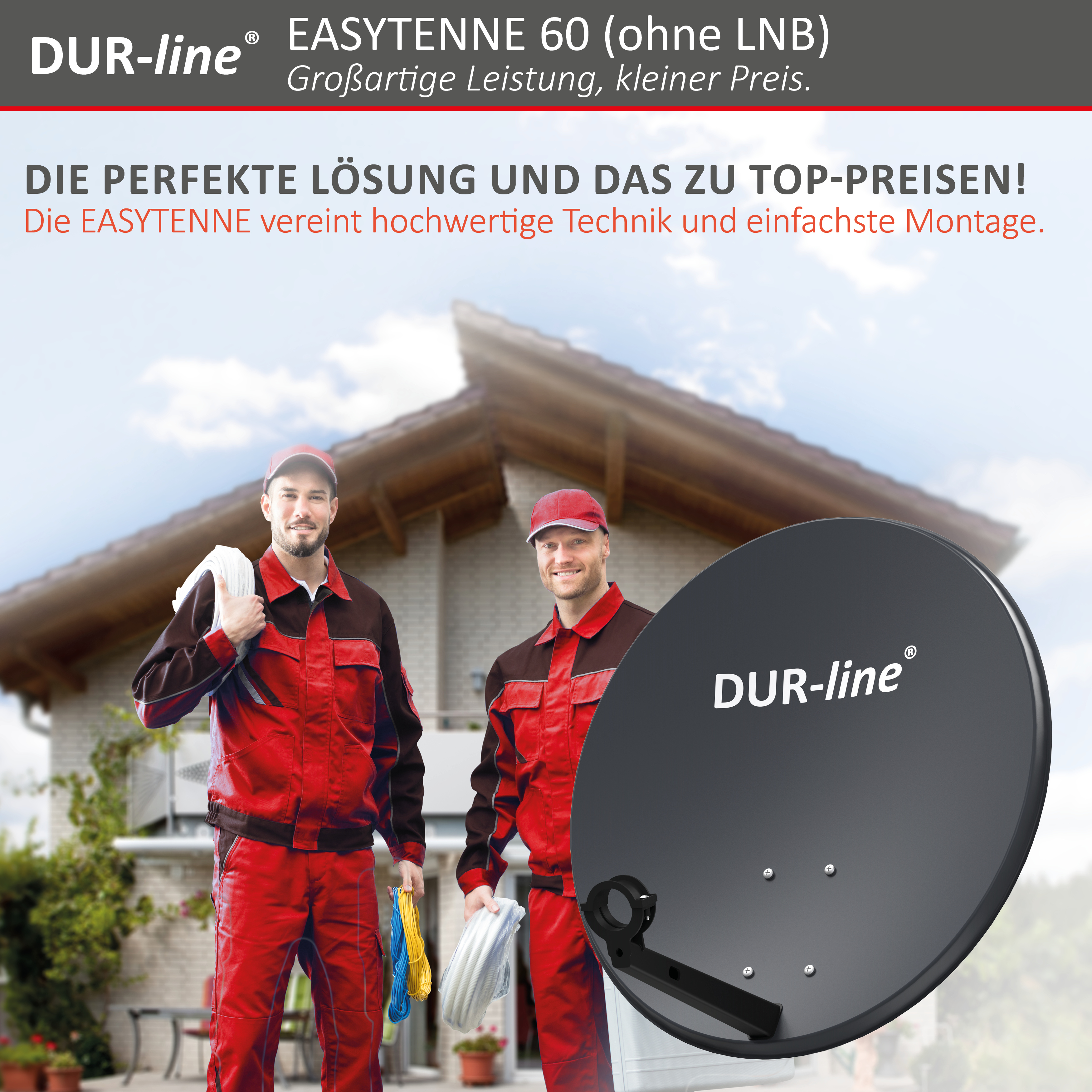 DUR-line EASYTENNE 60 Anthrazit – Montiert an der Hausfassade DUR-line EASYTENNE 60 Anthrazit – Montiert an der Hausfassade