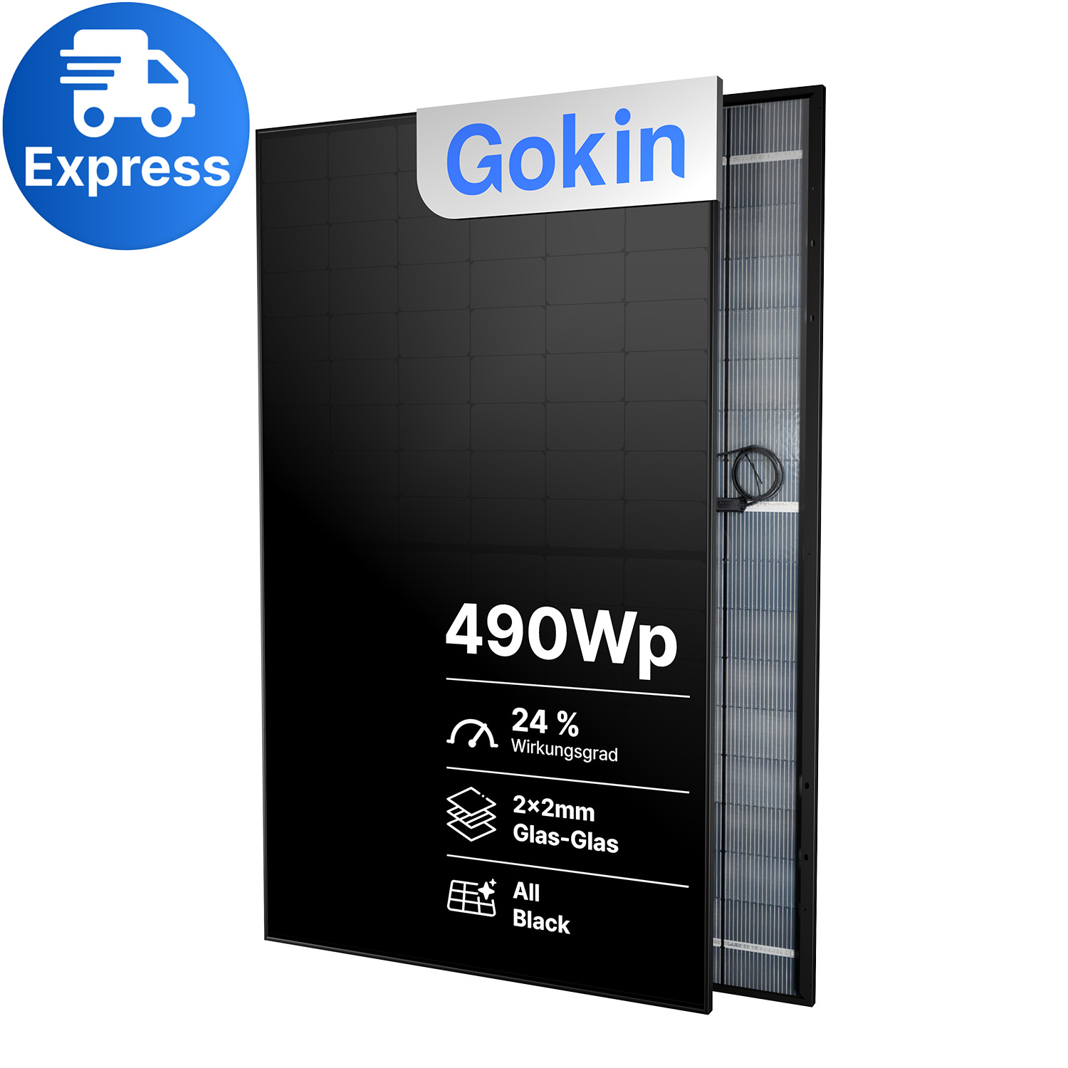 Gokin GK-3-54HGFDb 490W GBC | Back Contact Full Black PV-Modul | Glas-Glas Solarmodul 