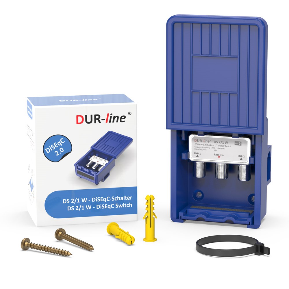 DUR-line DS 2/1 W DiSEqC-Schalter – mit Zubehör im Lieferumfang DUR-line DS 2/1 W DiSEqC-Schalter – mit Zubehör im Lieferumfang