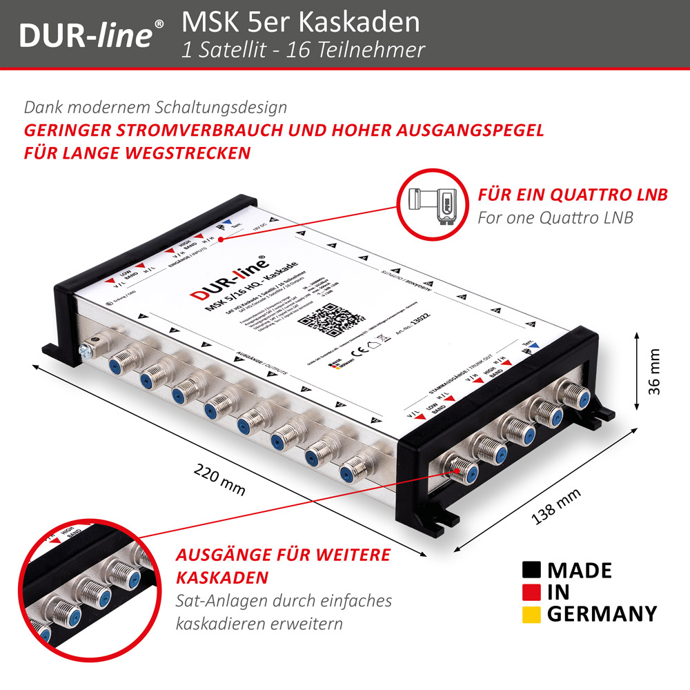 DUR-line MSK 5/16 HQ - Kaskade – Abmessungen DUR-line MSK 5/16 HQ - Kaskade – Abmessungen