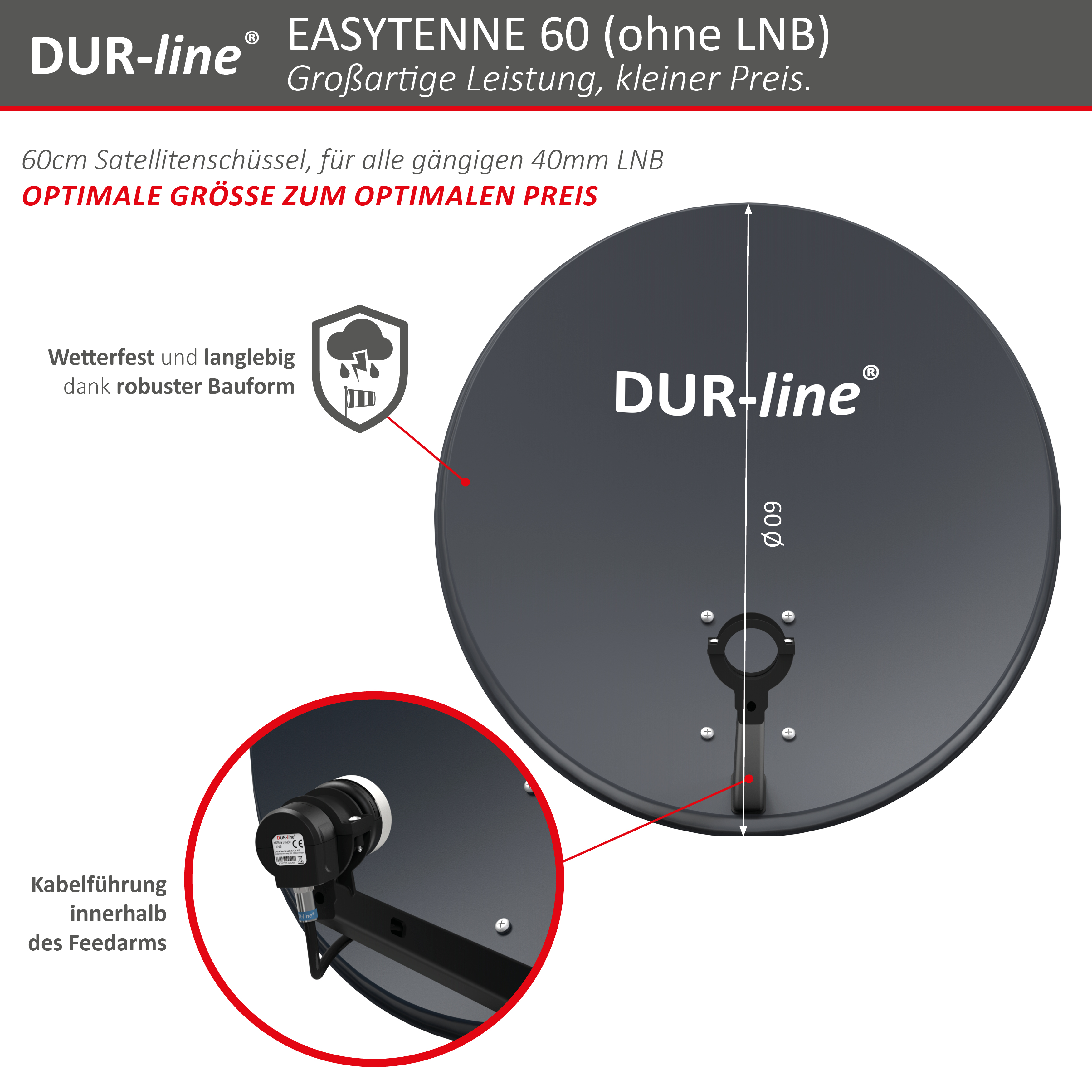 DUR-line EASYTENNE 60 Anthrazit – Abmessungen DUR-line EASYTENNE 60 Anthrazit – Abmessungen