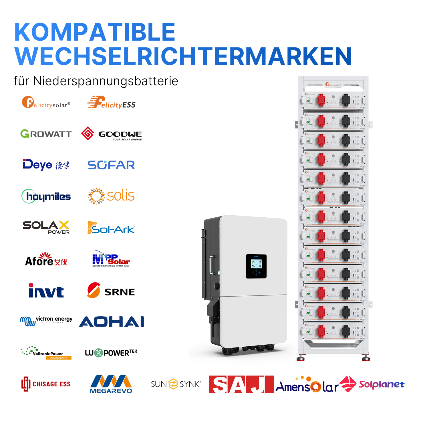 Felicity FLA48100UG1 Set – 5,12kWh – Niedervolt Speicher inkl. Stapelhalterung