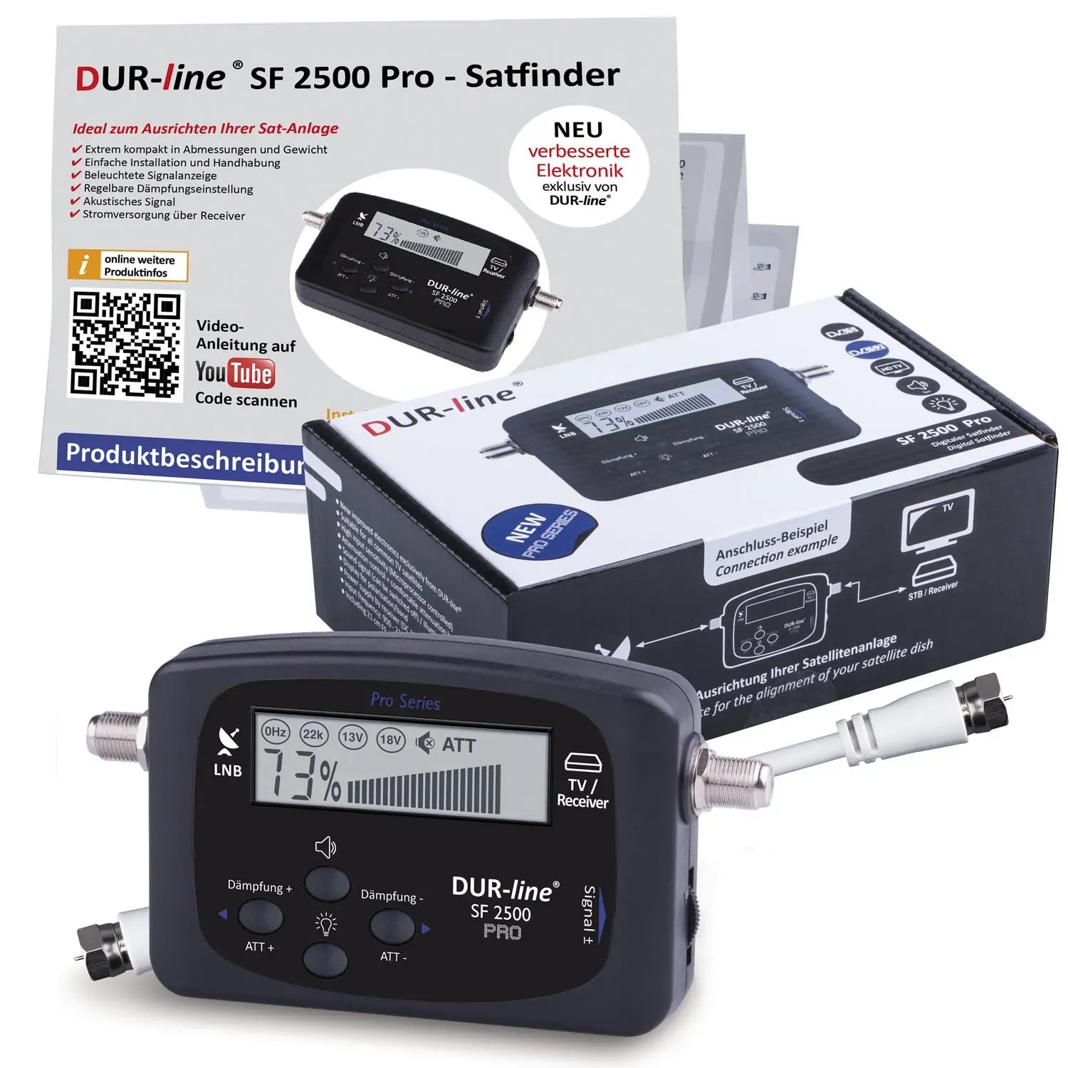 DUR-line SF 2500 Pro Satfinder – Komplettansicht DUR-line SF 2500 Pro - Satfinder