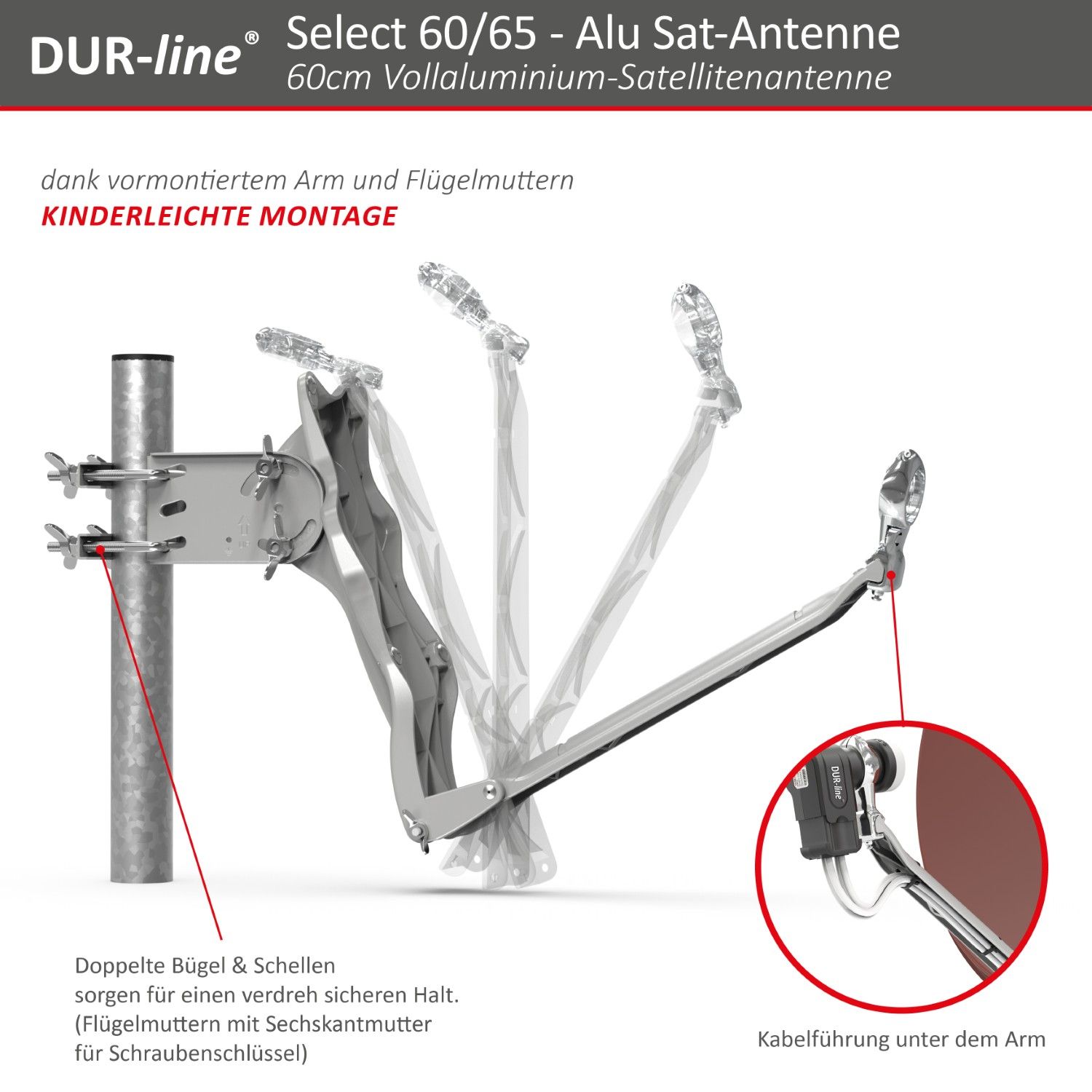 DUR-line Select 60/65 Rot - Alu Sat-Reflektor DUR-line Select 60/65 Rot - Alu Sat-Reflektor