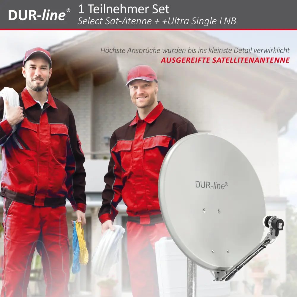 DUR-line Select 60/65 Hellgrau - Sat-Komplettanlage mit Single LNB DUR-line Select 60/65 Hellgrau - Sat-Komplettanlage mit Single LNB