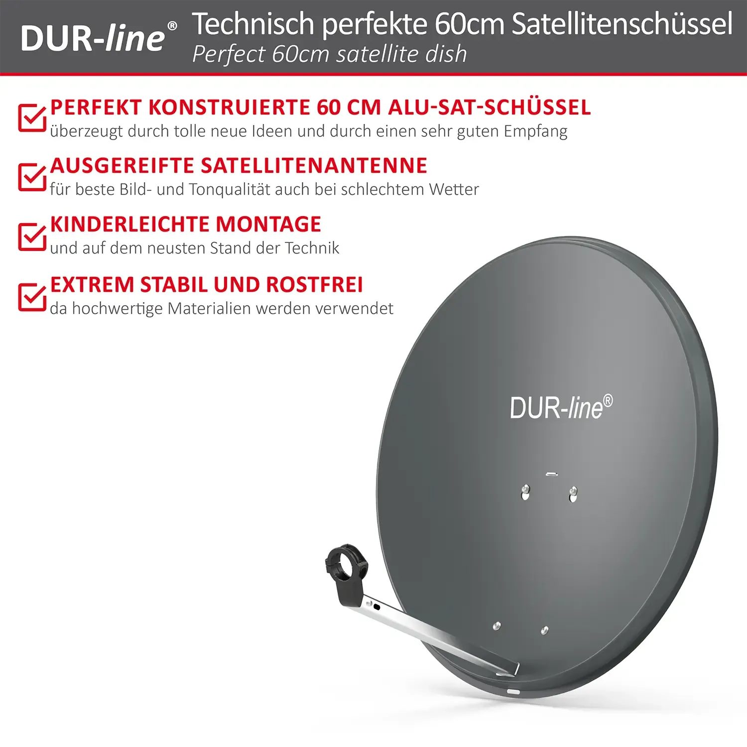 DUR-line MDA 60 Anthrazit Alu Sat-Reflektor – Highlights und Ausstattung im Überblick