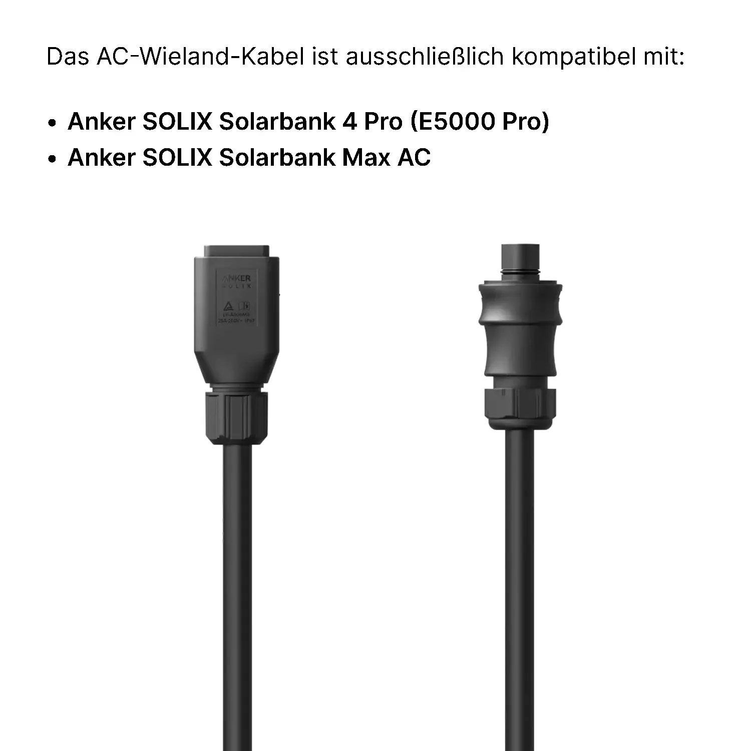 Anker SOLIX AC-Kabel mit Wieland-Stecker 5m Anker SOLIX AC-Kabel mit Wieland-Stecker 5m