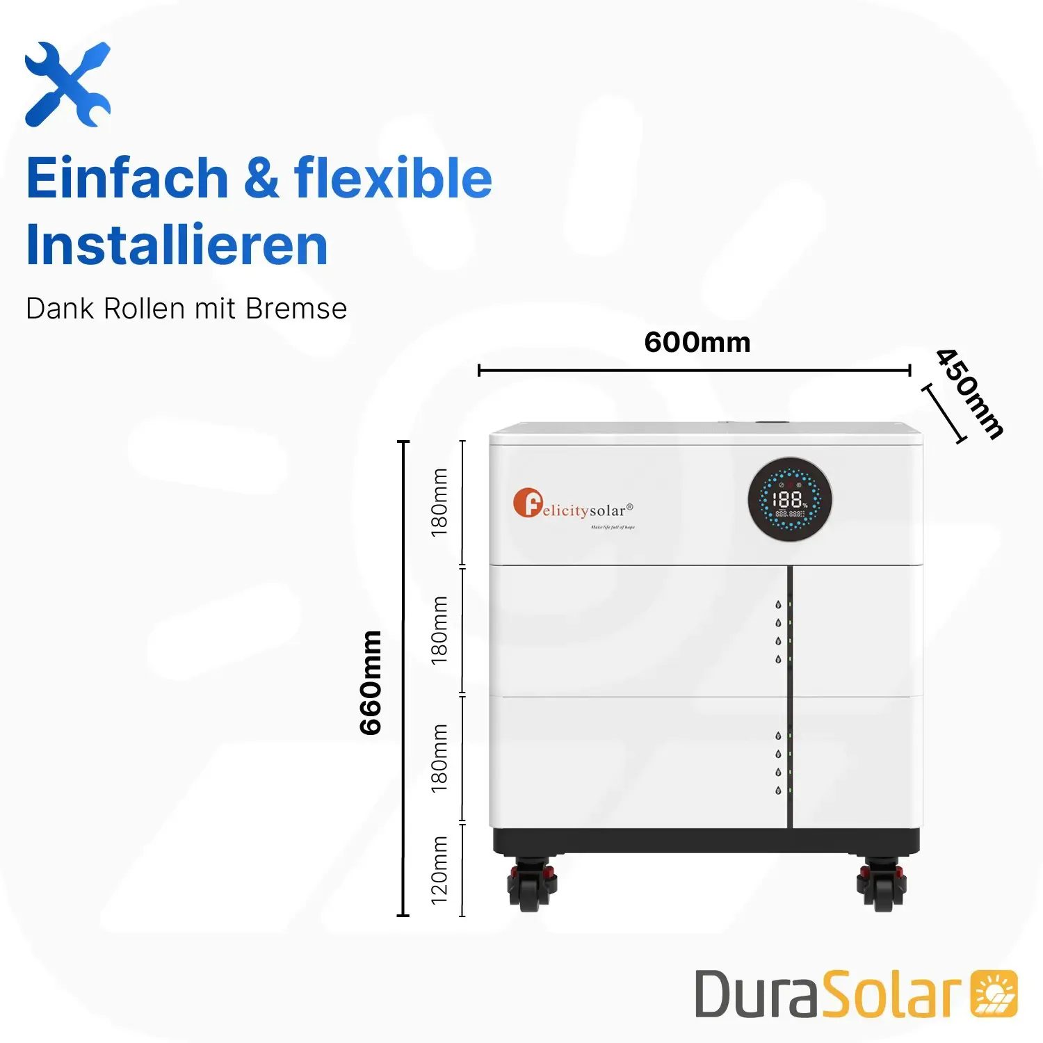 Felicity 15,36kWh PV-Speicher - LUX-X-48100LCG01 - Erweiterbare 48/51,2V LiFePO4 Batterie für Solaranlagen