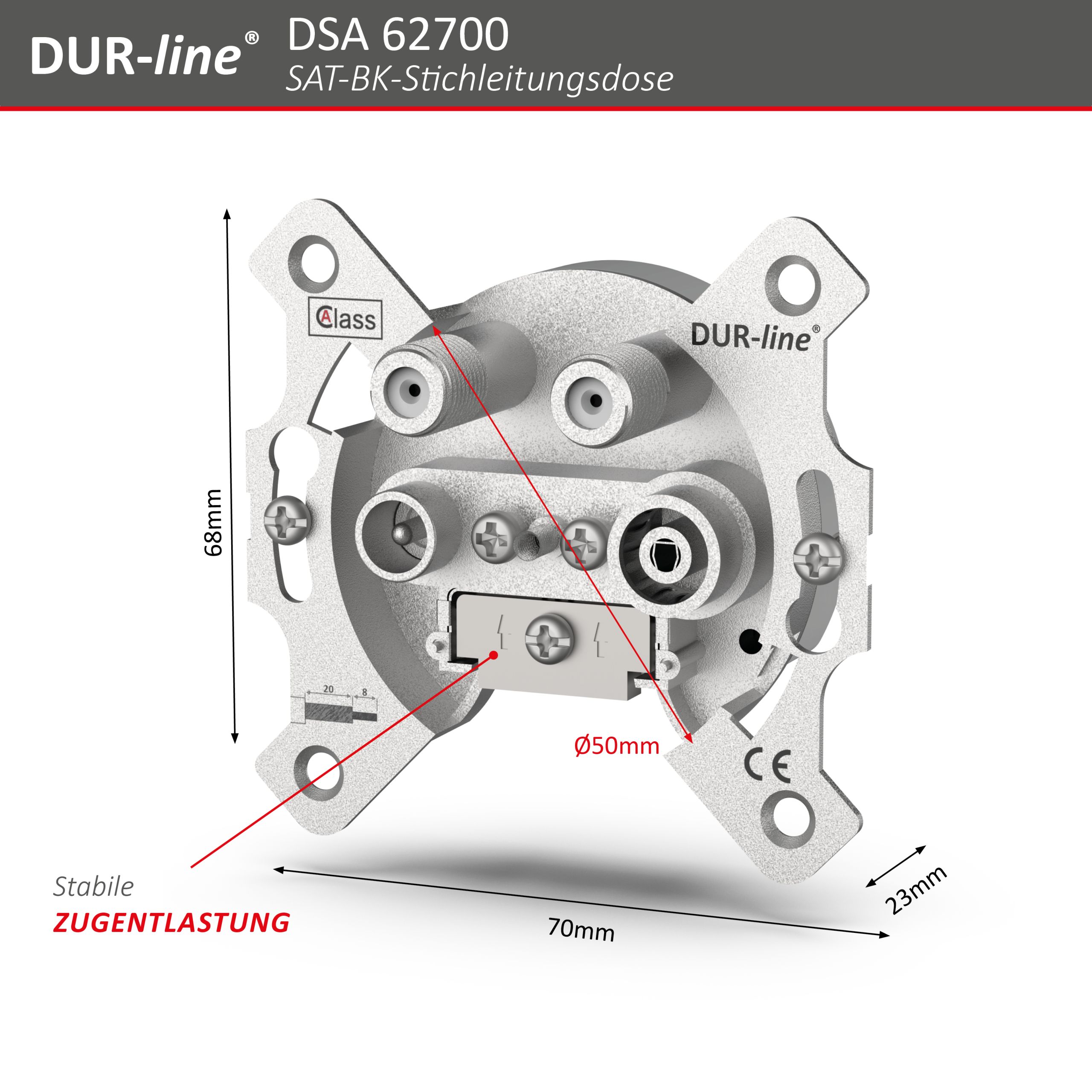 DUR-line DSA 62700 - Sat-Stichleitungsdose – Abmessungen