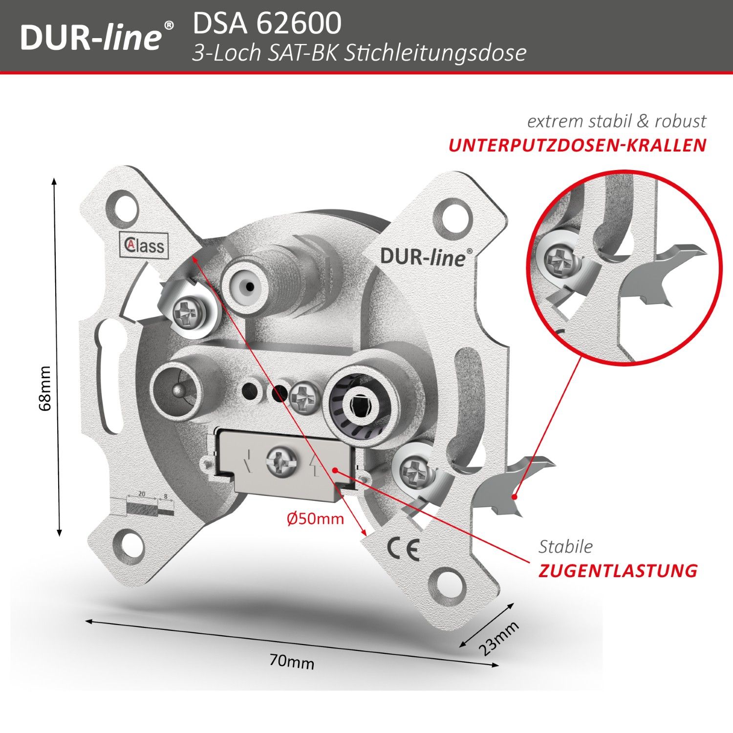 DUR-line DSA 62600 - Sat-Stichleitungsdose – Abmessungen
