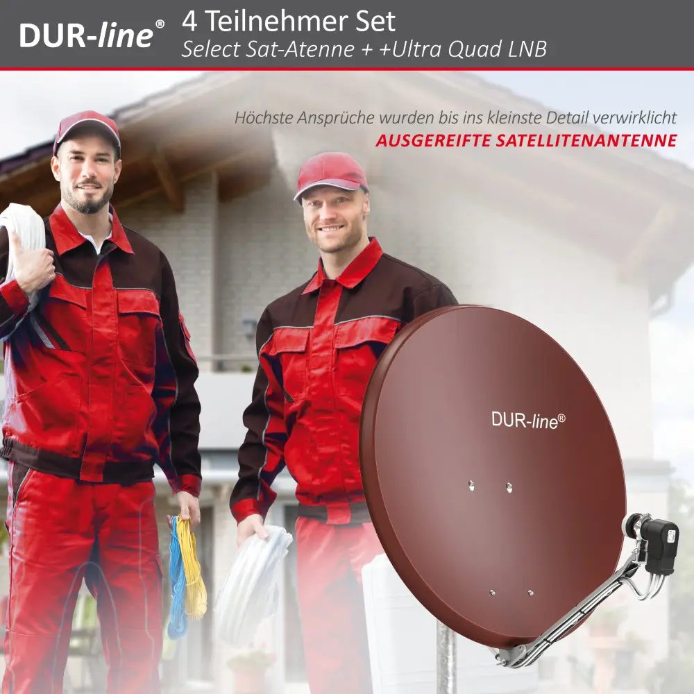 DUR-line Select 75/80 Rot - Sat-Komplettanlage mit Quad LNB