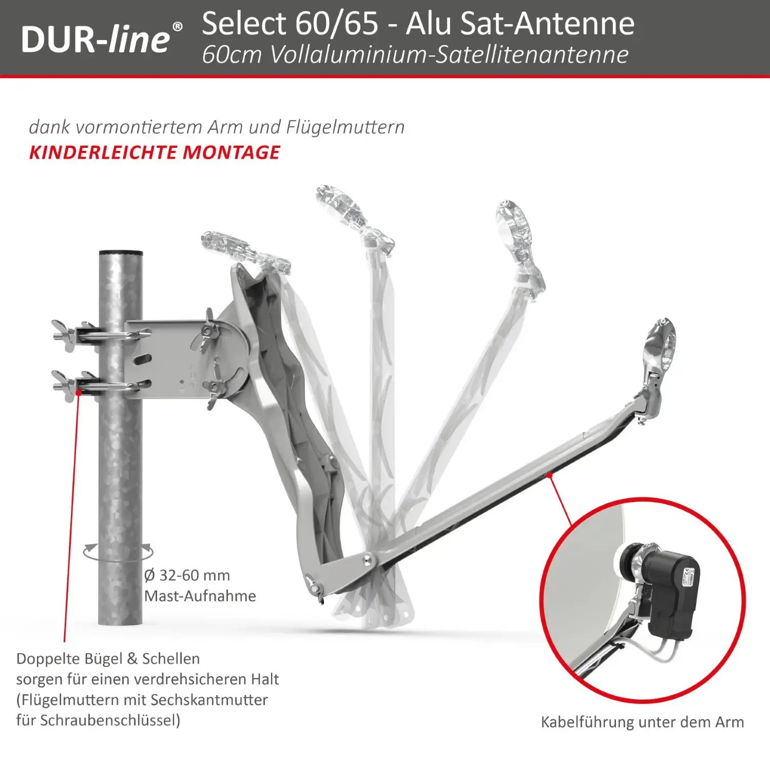 DUR-line Select 60/65 Hellgrau - Alu Sat-Reflektor DUR-line Select 60/65 Hellgrau - Alu Sat-Reflektor
