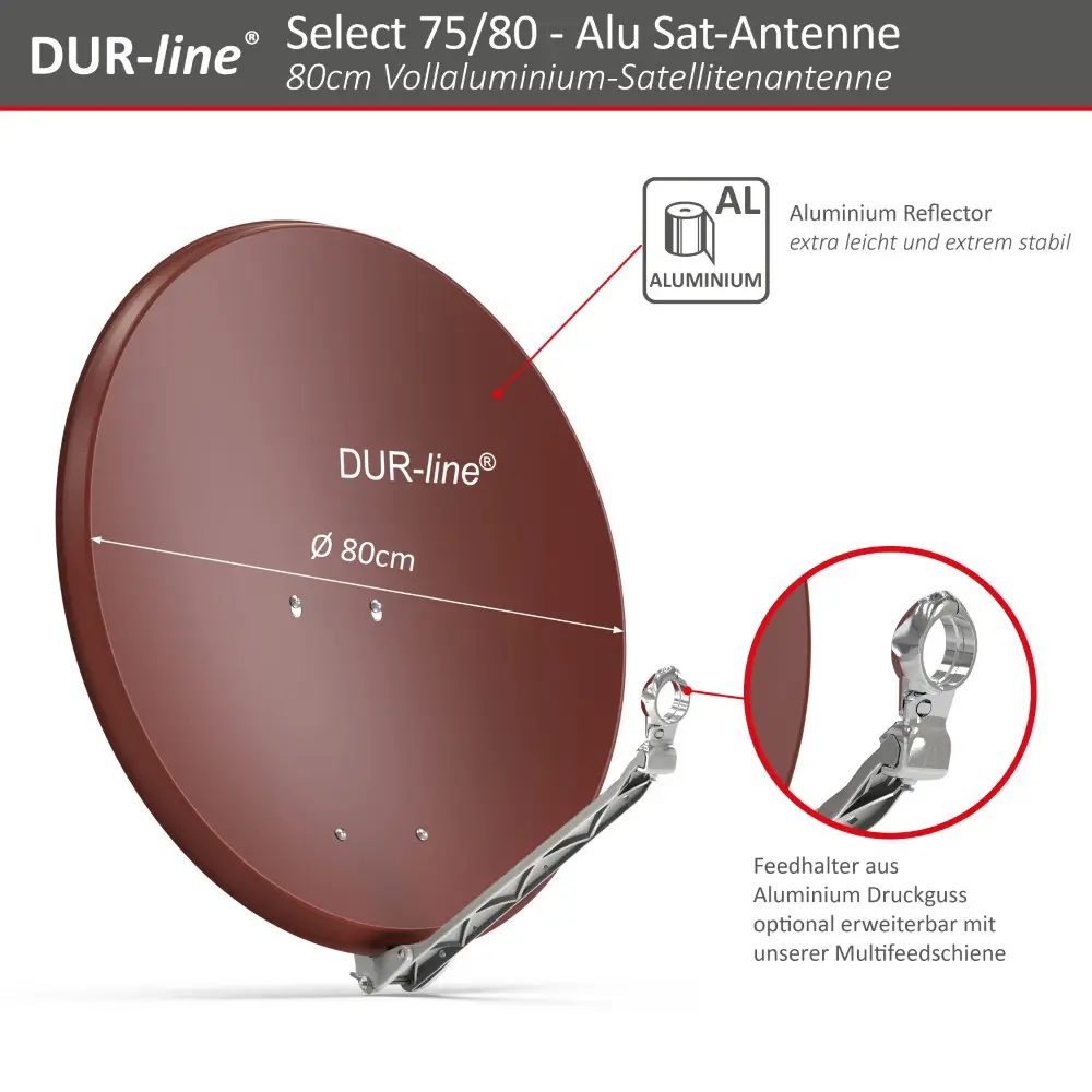 DUR-line Select 75/80 Rot - Sat-Komplettanlage mit Quad LNB DUR-line Select 75/80 Rot - Sat-Komplettanlage mit Quad LNB