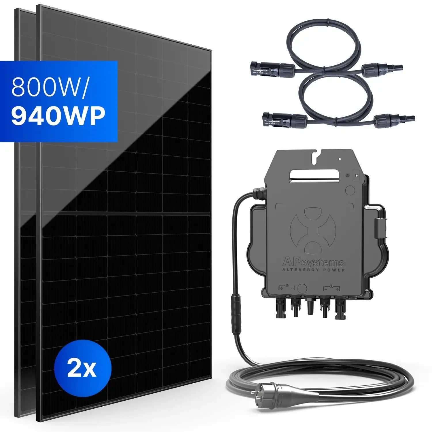 Balkonkraftwerk 800W/940Wp bifazial mit 3 - 20m Anschlusskabel Balkonkraftwerk 800W/940Wp bifazial mit 3 - 20m Anschlusskabel