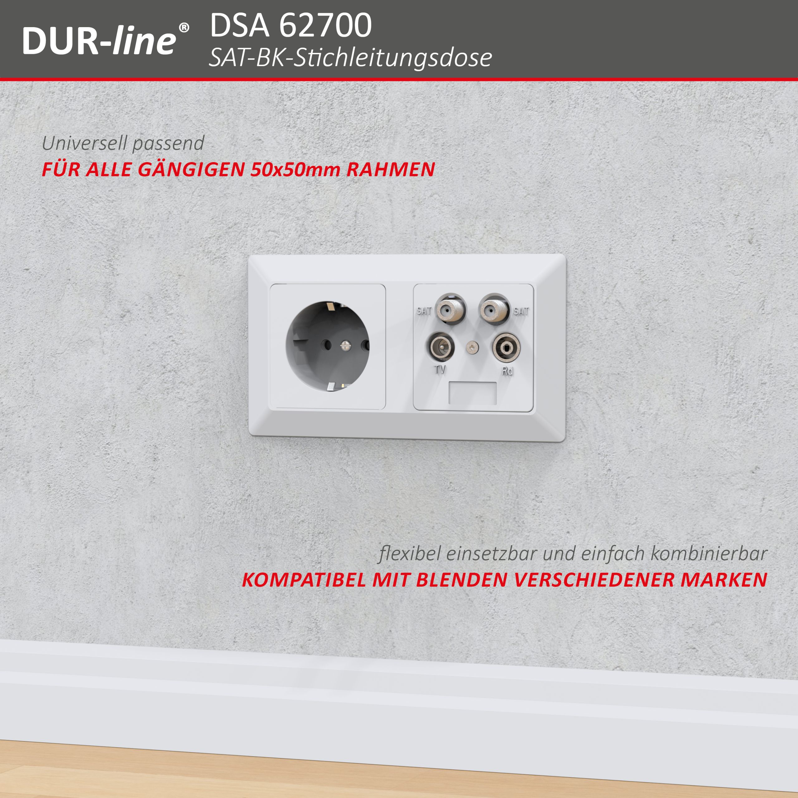 DUR-line DSA 62700 - Sat-Stichleitungsdose – Abmessungen DUR-line DSA 62700 - Sat-Stichleitungsdose – Abmessungen