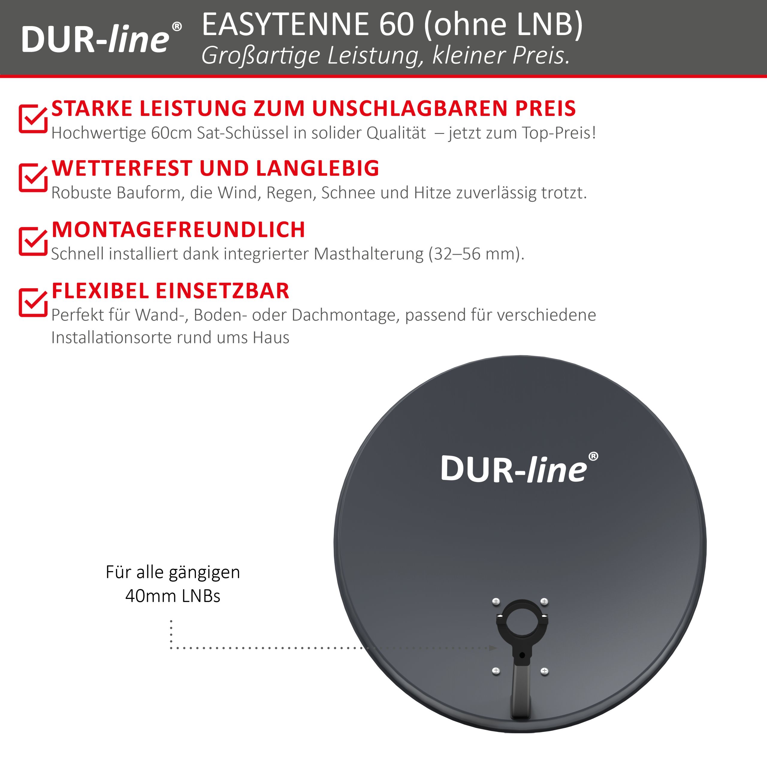 DUR-line EASYTENNE 60 Anthrazit – Produktmerkmale im Überblick DUR-line EASYTENNE 60 Anthrazit – Produktmerkmale im Überblick