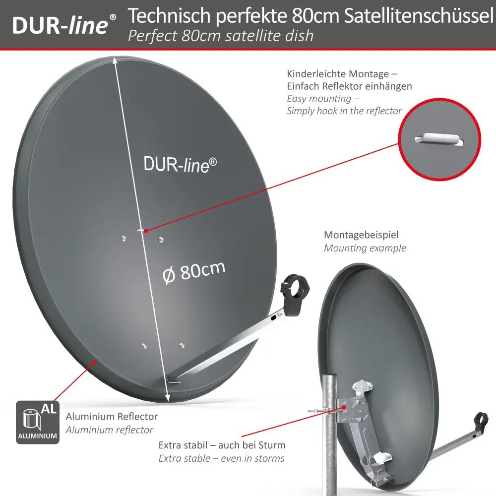 DUR-line MDA 80 Anthrazit Alu Sat-Reflektor – Abmessungen und technische Zeichnung DUR-line MDA 80 Anthrazit Alu Sat-Reflektor – Abmessungen und technische Zeichnung