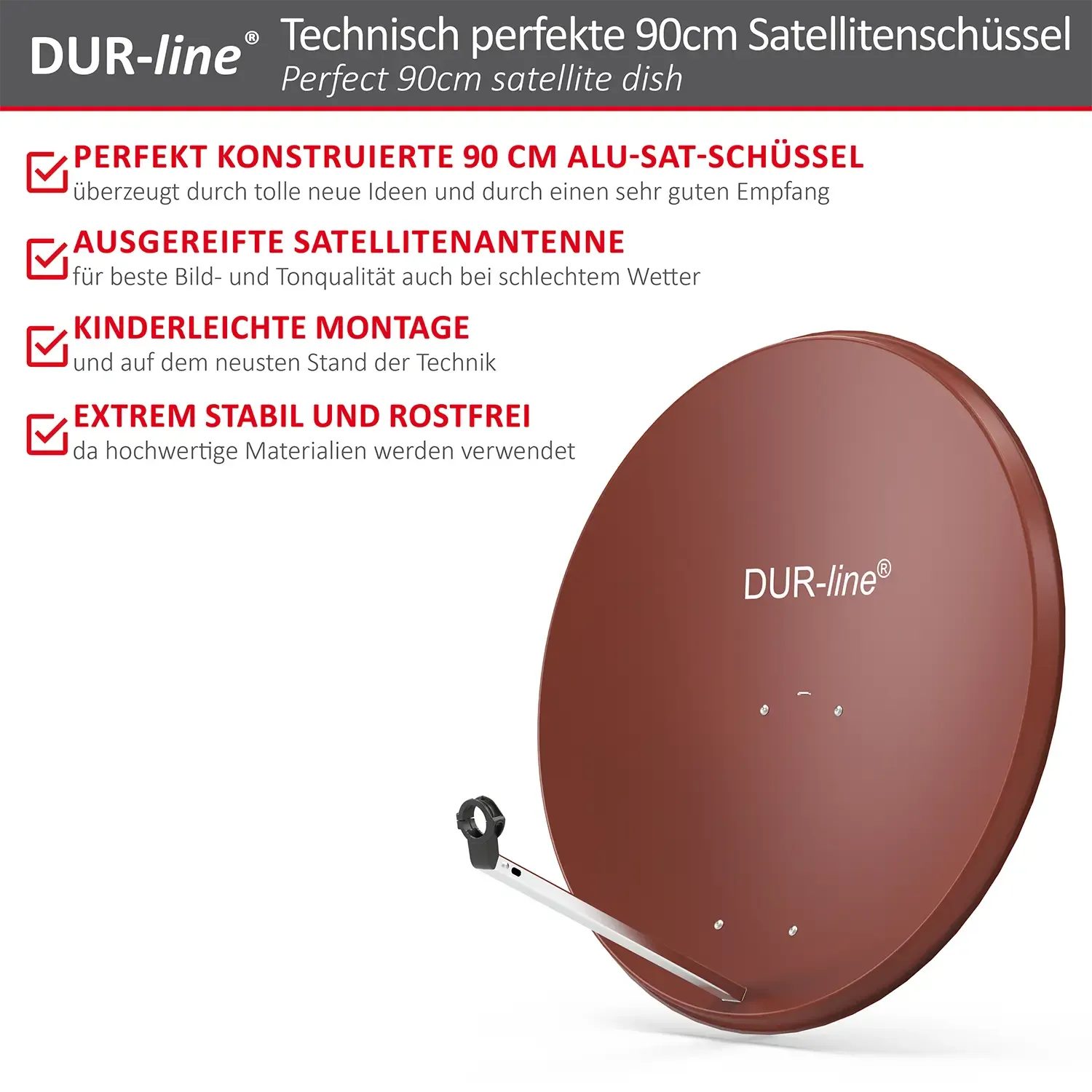 DUR-line MDA 90 Rot Alu Sat-Reflektor – Highlights und Ausstattung im Überblick