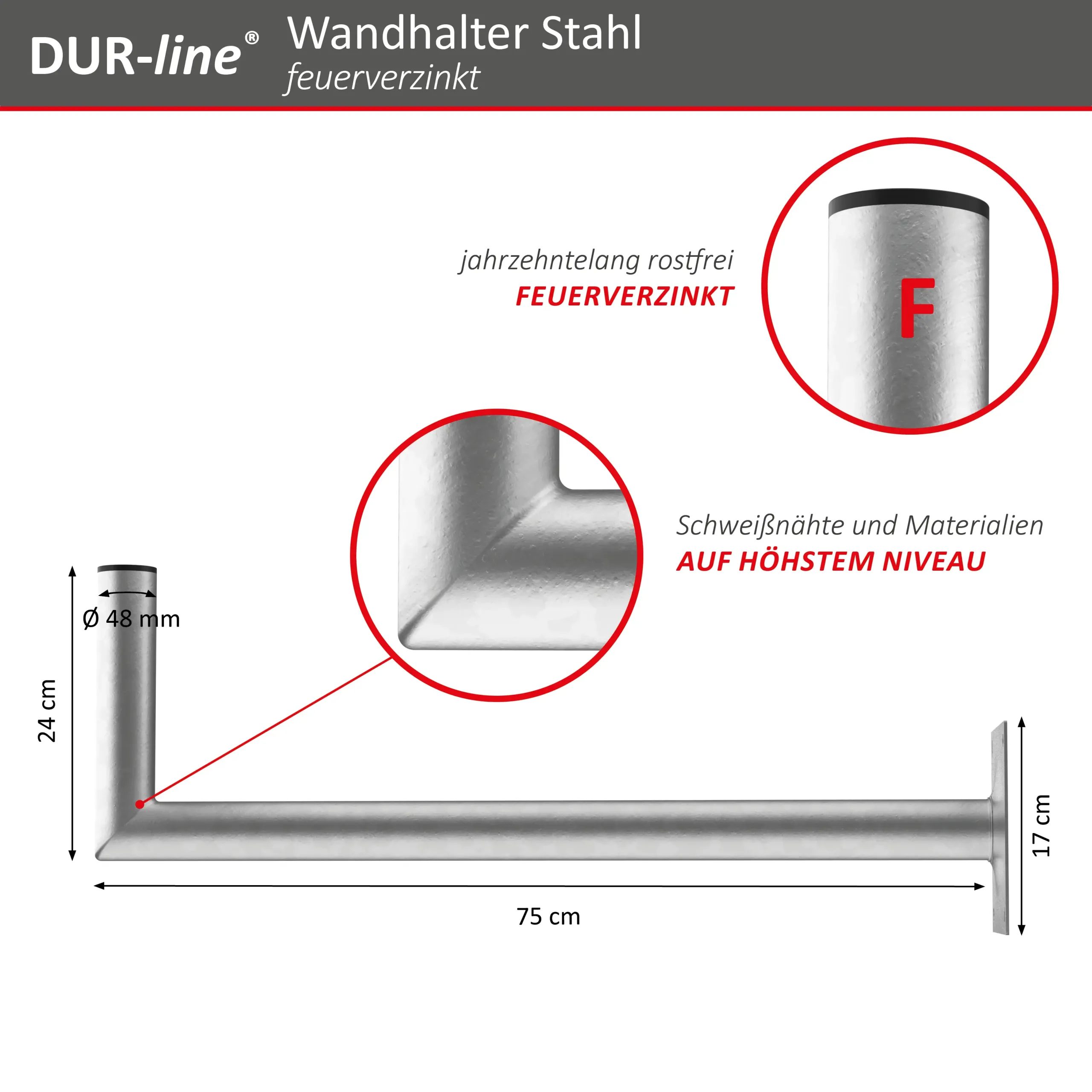 DUR-line WHSF 75 - Stahl Wandhalter DUR-line WHSF 75 - Stahl Wandhalter