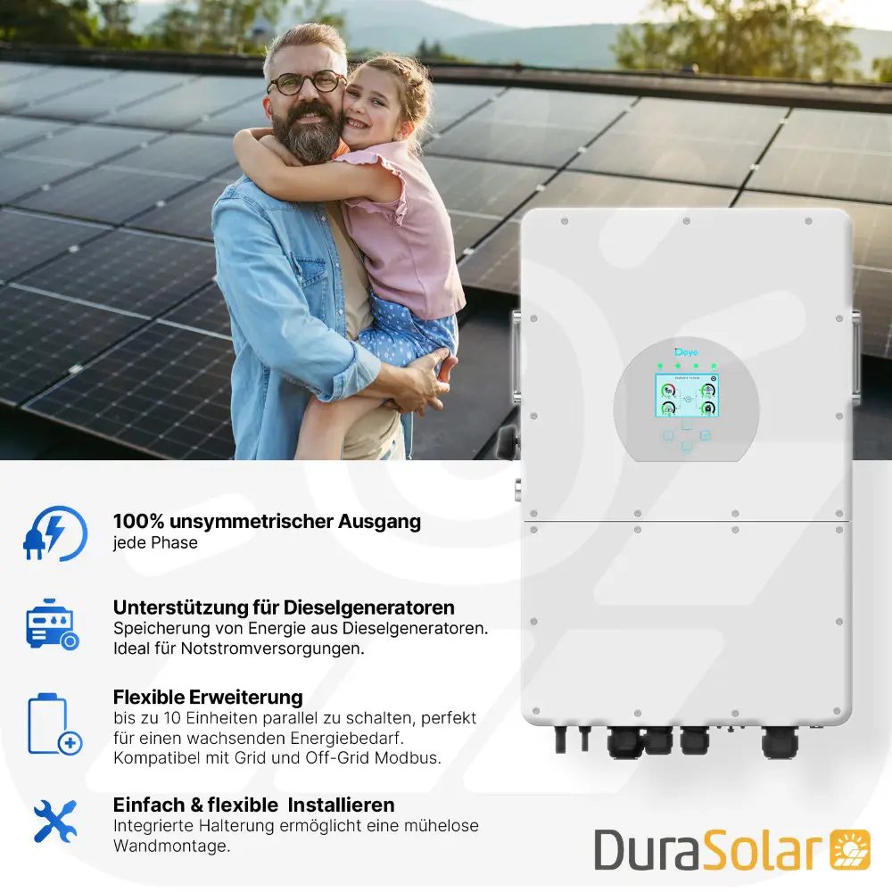 Deye SUN-15K-SG01HP3-EU-AM2 - Dreiphasig - 2/2+1 MPPT - Hybrid-Wechselrichter - Hochspannungsserie