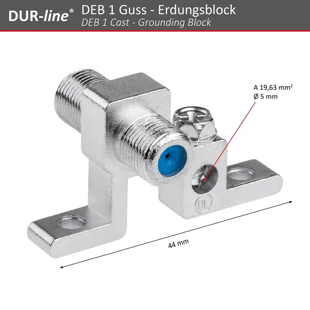DUR-line DEB 1 Guss Erdungsblock – Abmessungen und technische Zeichnung