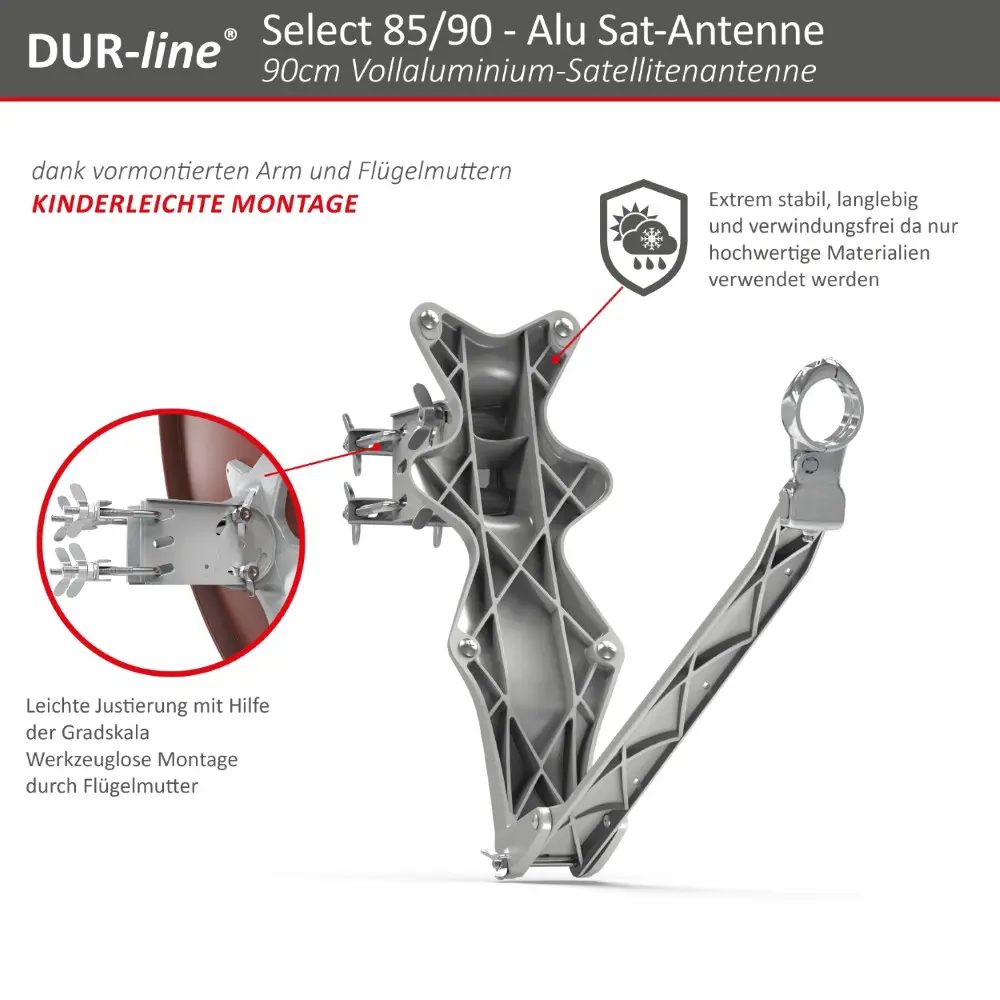 DUR-line Select 85/90 Rot - Sat-Komplettanlage mit Twin LNB DUR-line Select 85/90 Rot - Sat-Komplettanlage mit Twin LNB
