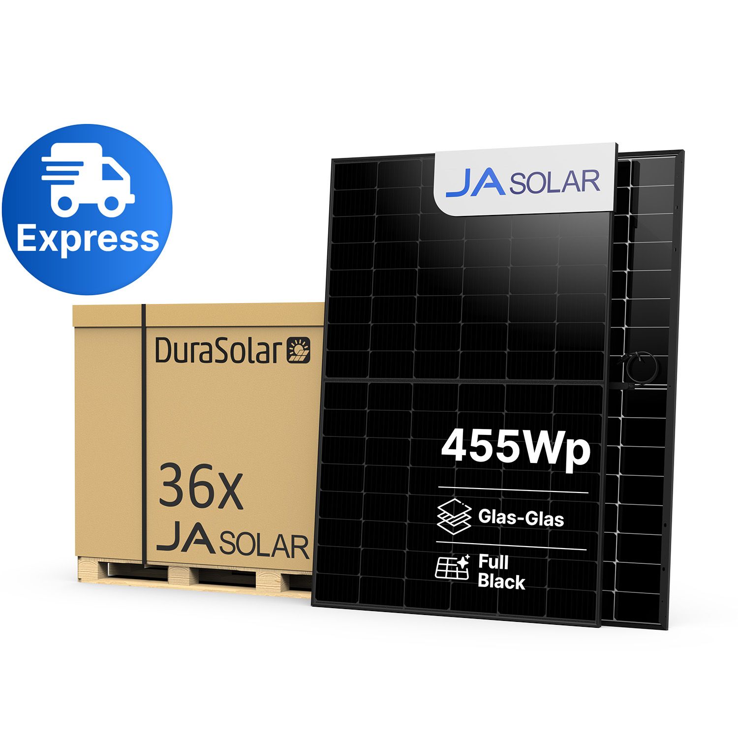 JA Solar 455W Bifazial Glas-Glas Full Black JAM54D41 LB - Palettenpreis (36 Stk.) - PV Modul