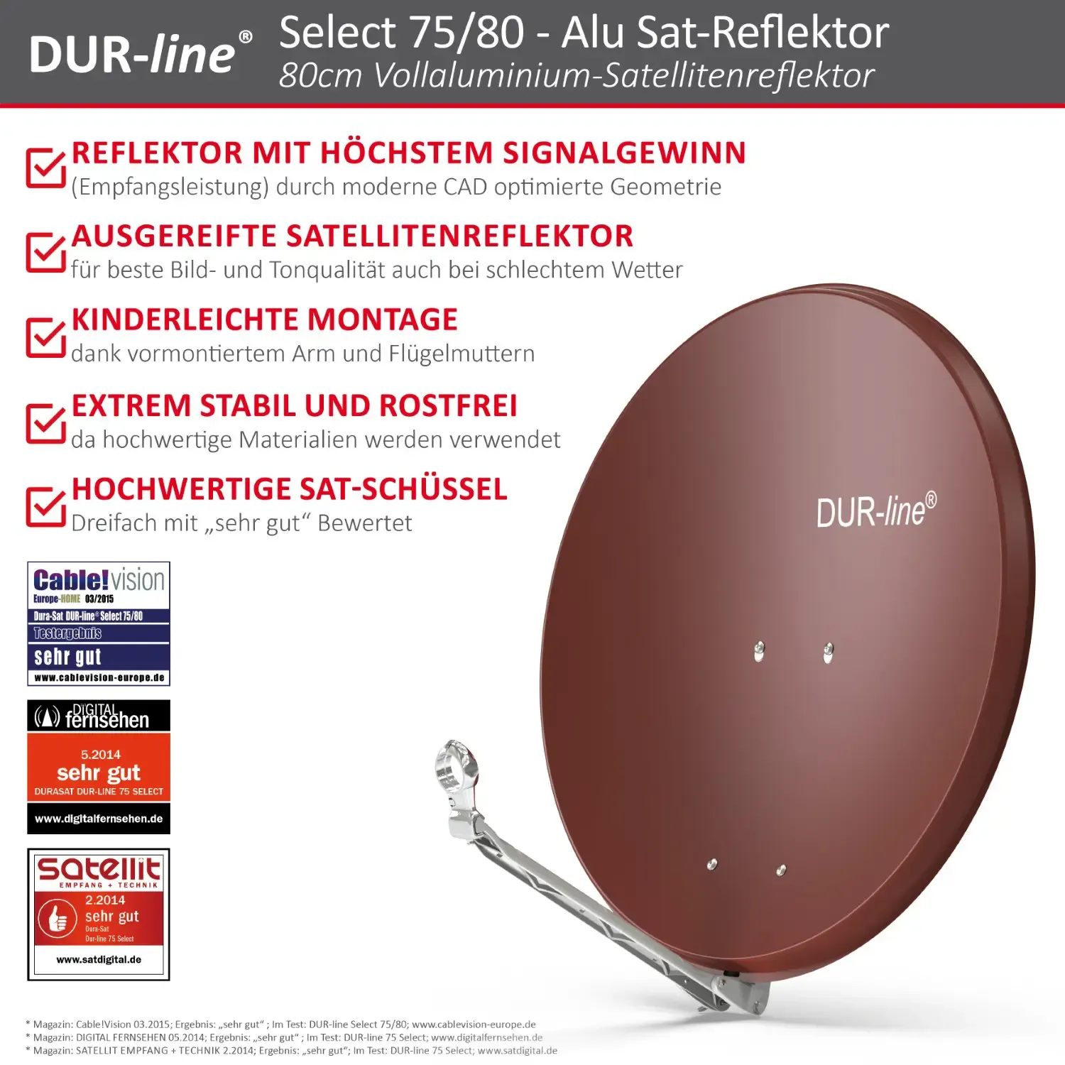 DUR-line Select 75/80 Rot - Alu Sat-Reflektor DUR-line Select 75/80 Rot - Alu Sat-Reflektor