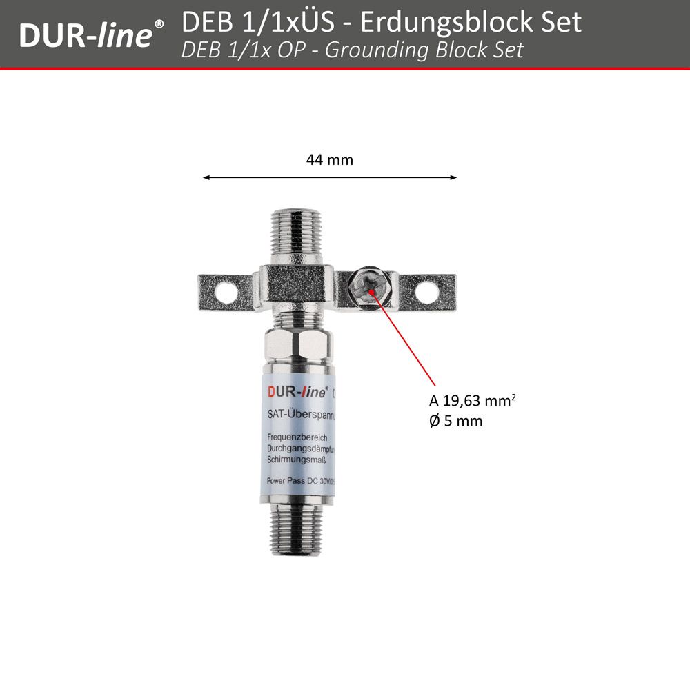 DUR-line DEB 1/1xÜS - Erdungsblock Set – Abmessungen