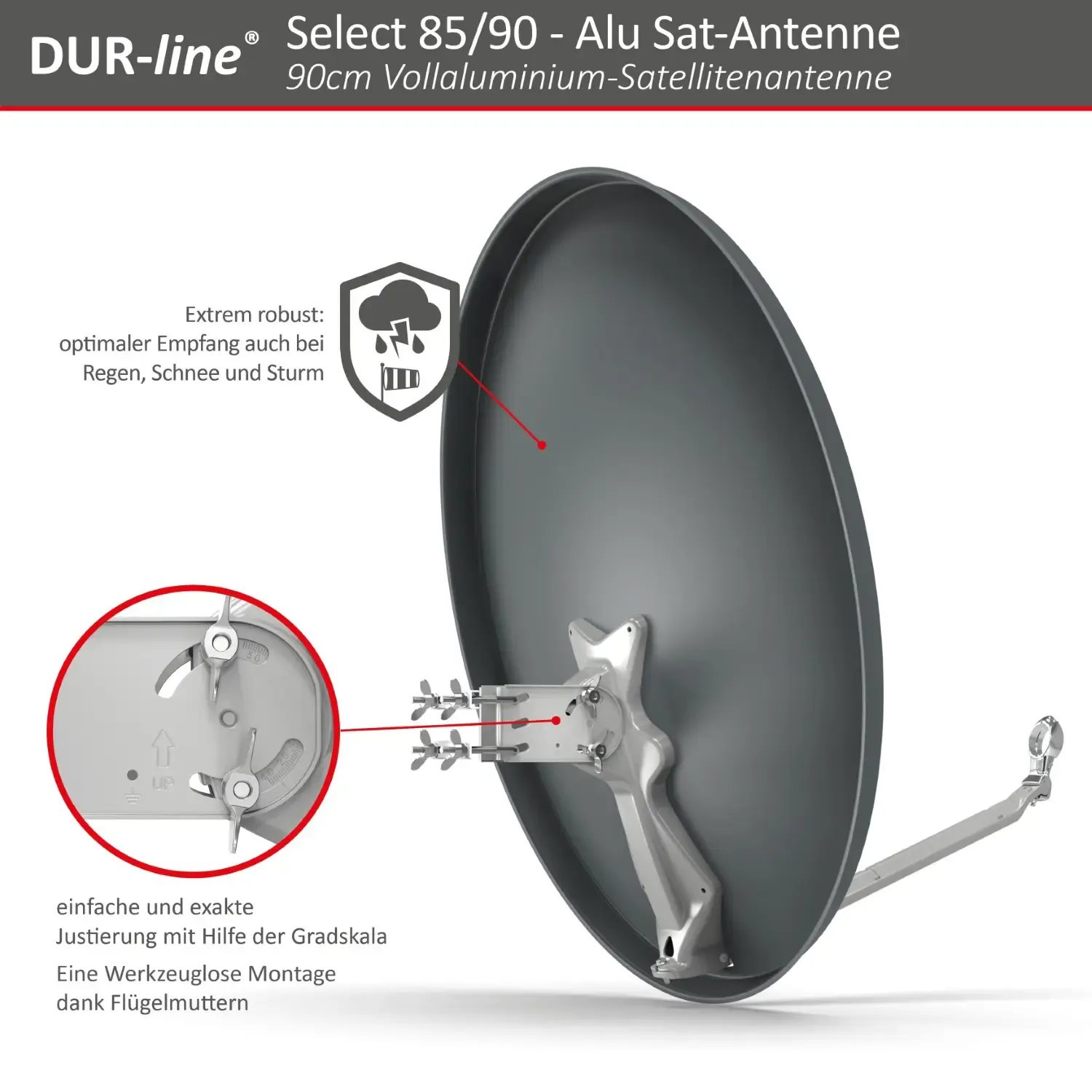 DUR-line Select 85/90 Anthrazit - Alu Sat-Reflektor