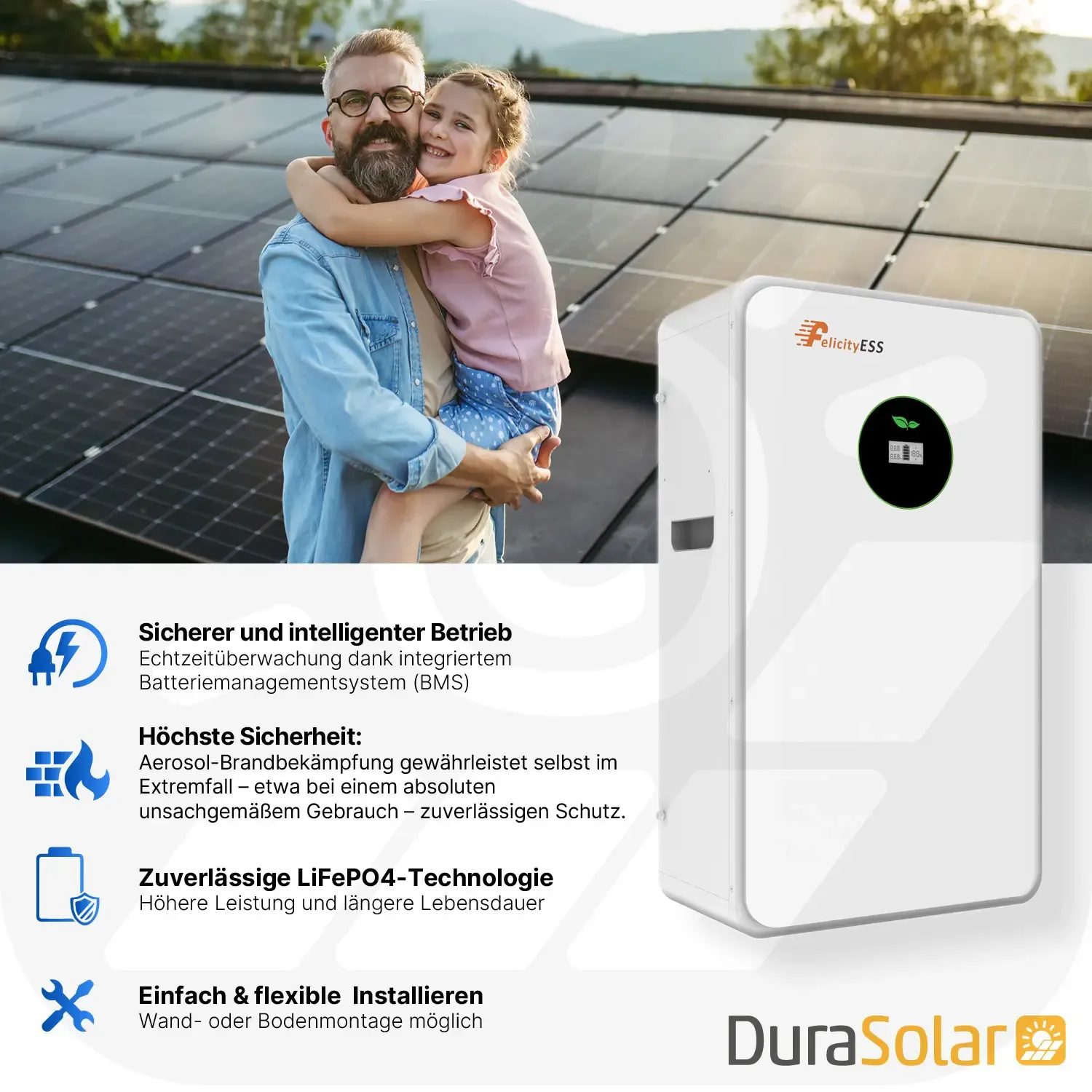 Felicity - 12,5kWh PV-Speicher - LUX-E-48250LG03 - Erweiterbare 48/51,2V LiFePO4 Batterie für Solaranlagen Felicity - 12,5kWh PV-Speicher - LUX-E-48250LG03 - Erweiterbare 48/51,2V LiFePO4 Batterie für Solaranlagen
