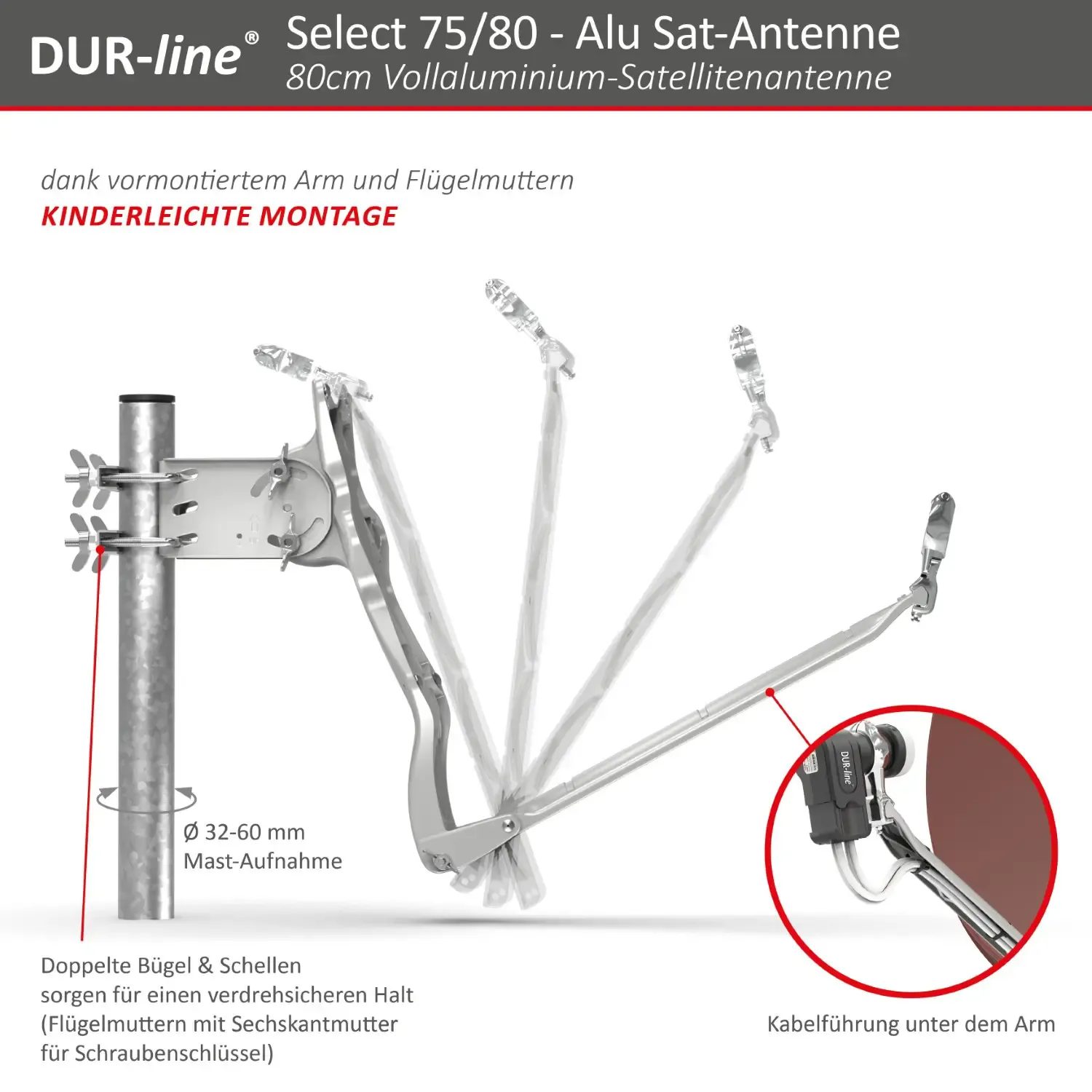 DUR-line Select 75/80 Rot - Alu Sat-Reflektor