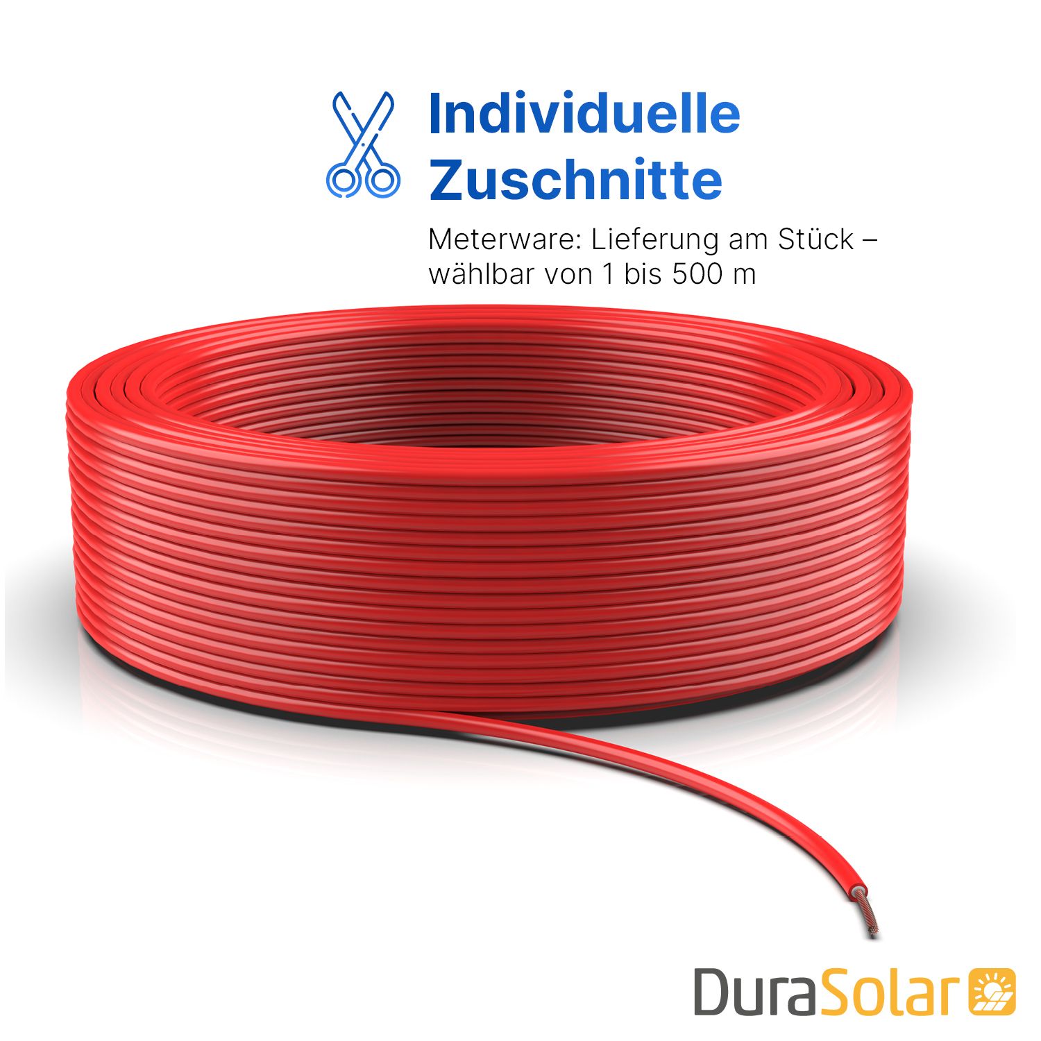 Solarkabel | Markenqualität | 6mm² | Rot | Meterware