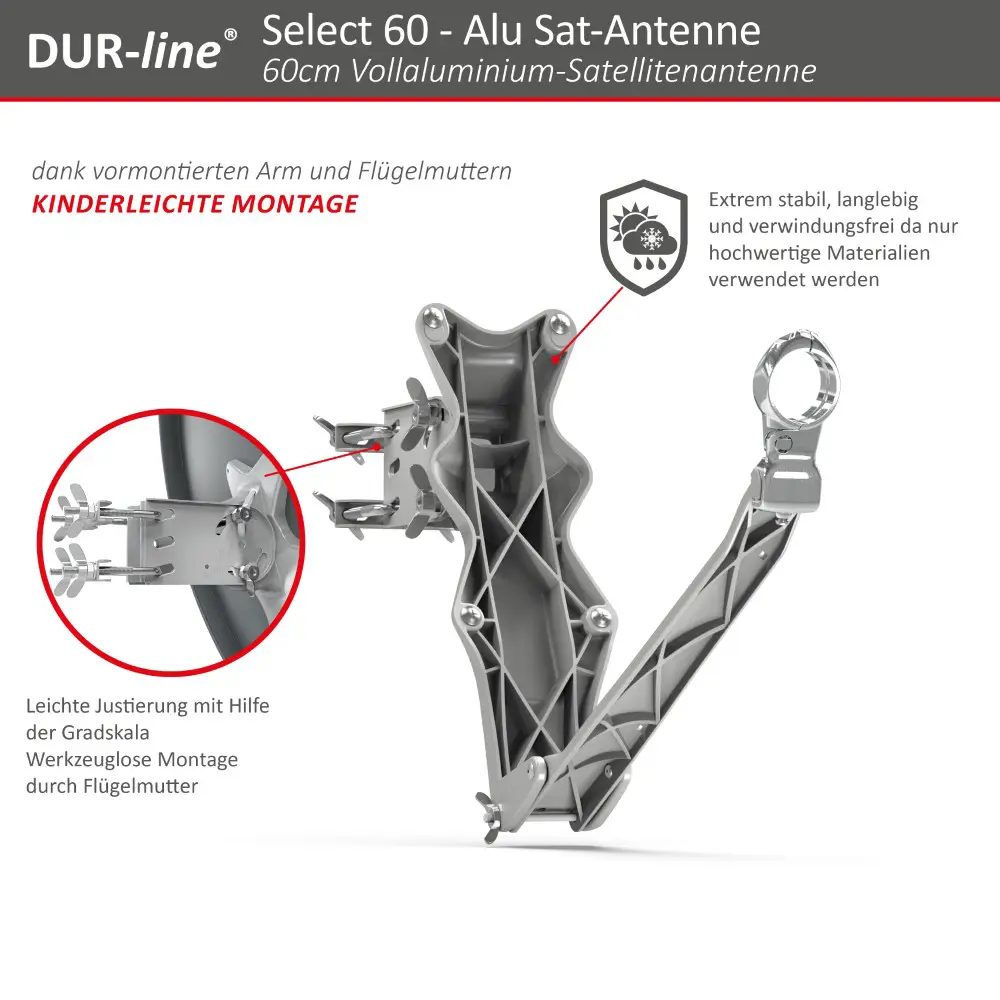 DUR-line Select 60/65 Anthrazit - Sat-Komplettanlage mit Twin LNB DUR-line Select 60/65 Anthrazit - Sat-Komplettanlage mit Twin LNB