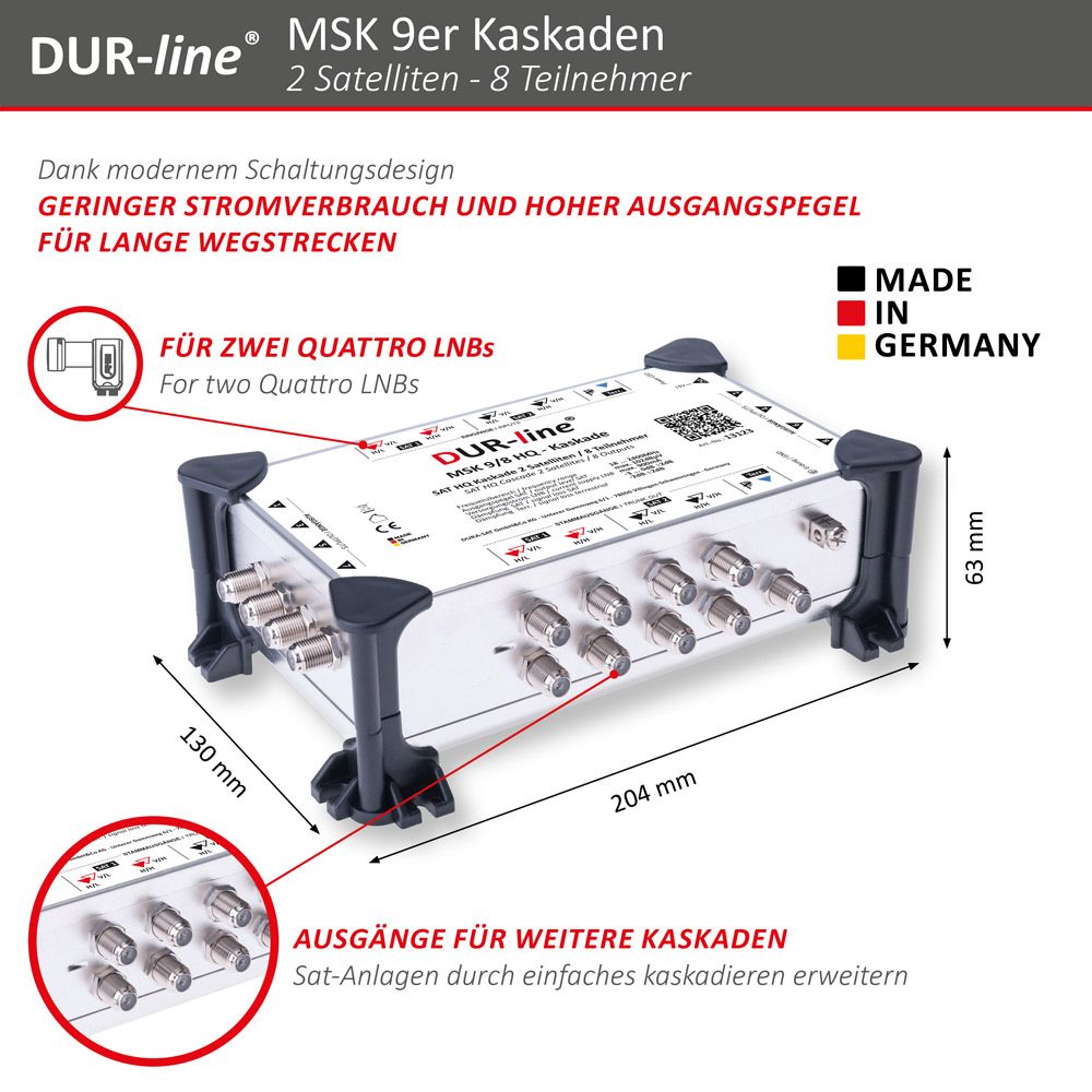 DUR-line MSK 9/8 HQ - Kaskade – Abmessungen DUR-line MSK 9/8 HQ - Kaskade – Abmessungen
