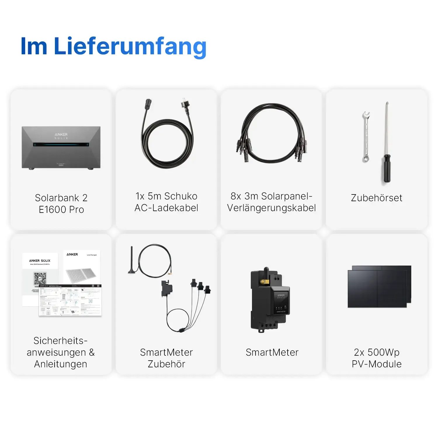 1000Wp Balkonkraftwerk mit Anker SOLIX Solarbank 2 E1600 PRO - 1,6kWh - 2x500Wp 1000Wp Balkonkraftwerk mit Anker SOLIX Solarbank 2 E1600 PRO - XkWh - 2x500Wp